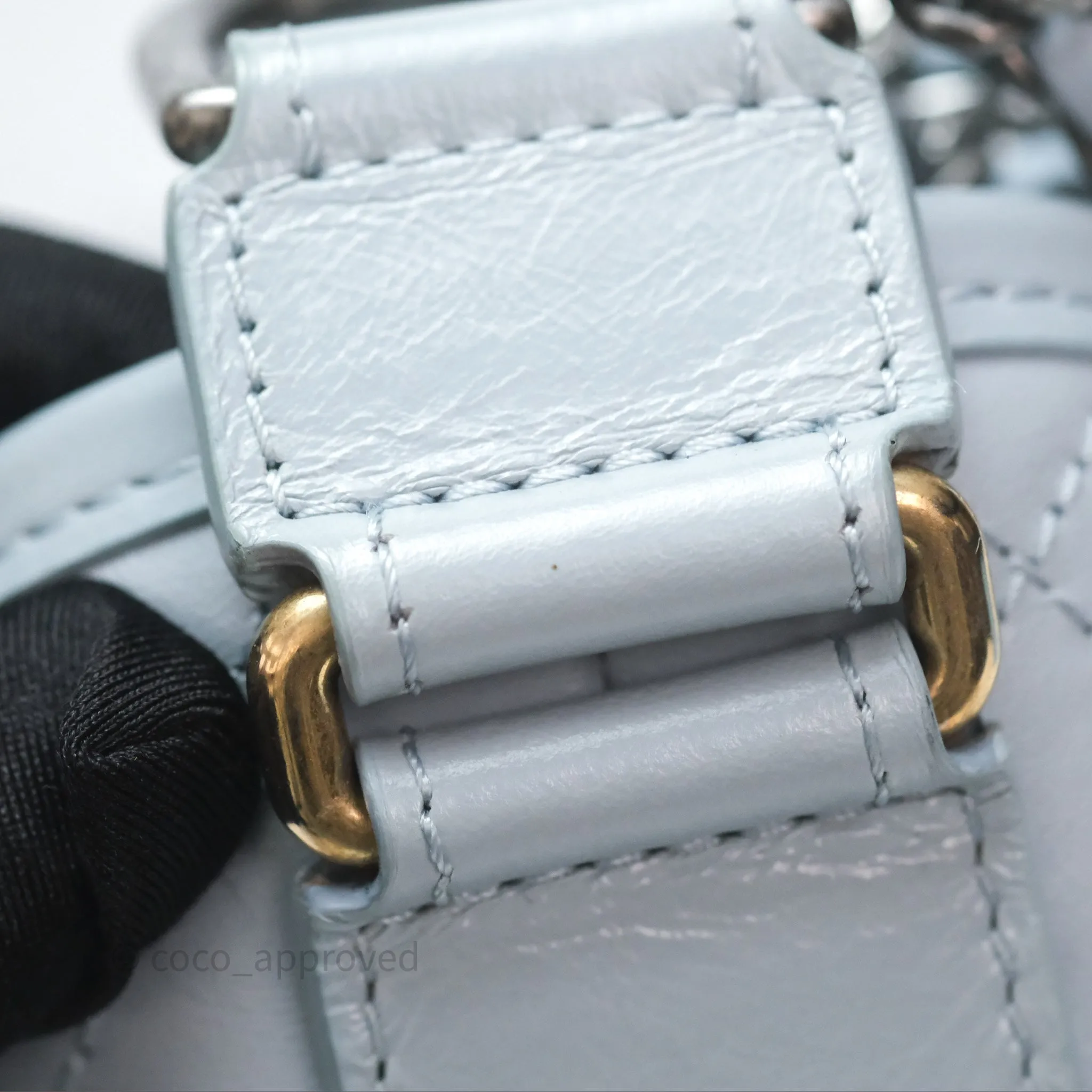 Chanel Small Gabrielle Hobo Quilted Light Blue Aged Calfskin