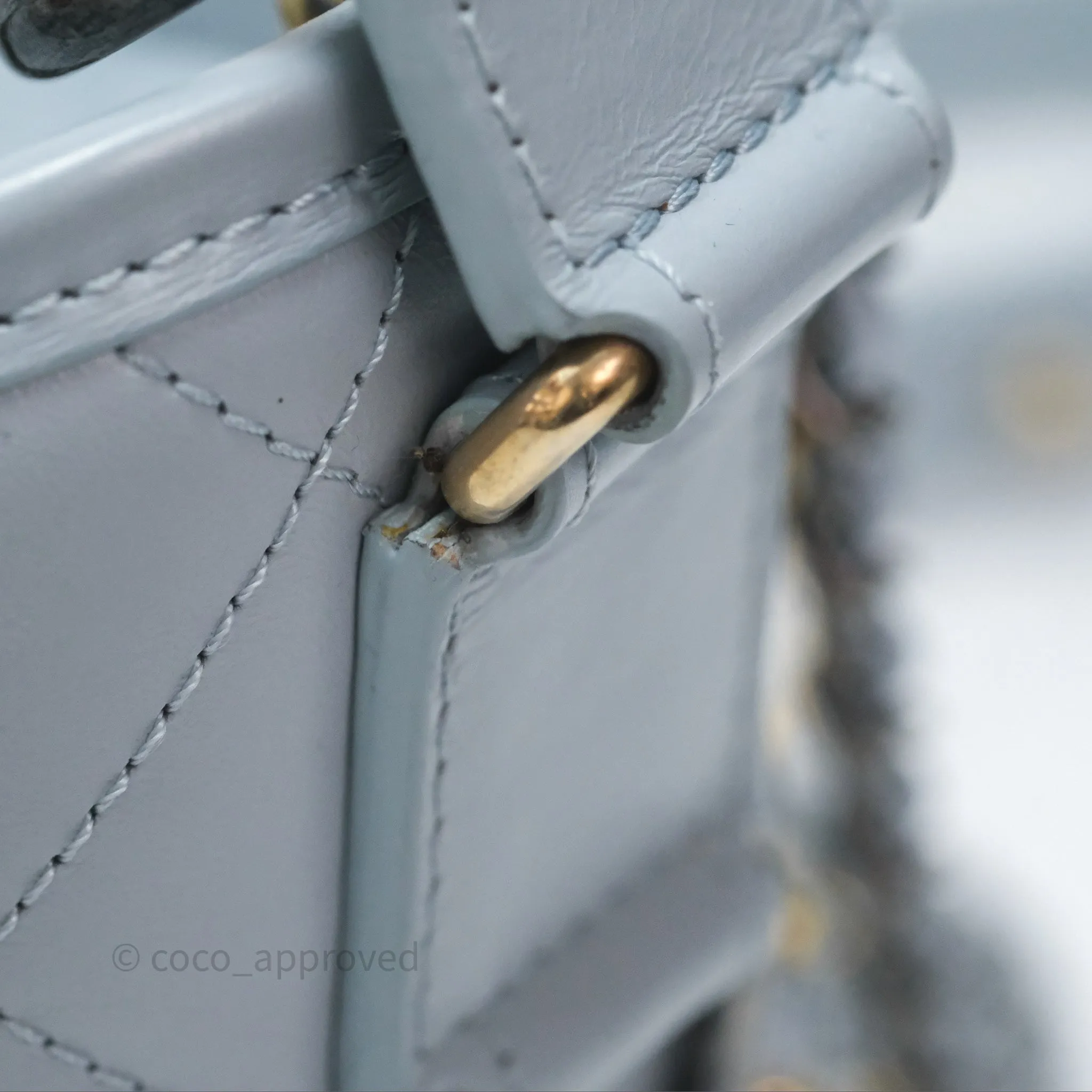 Chanel Small Gabrielle Hobo Quilted Light Blue Aged Calfskin