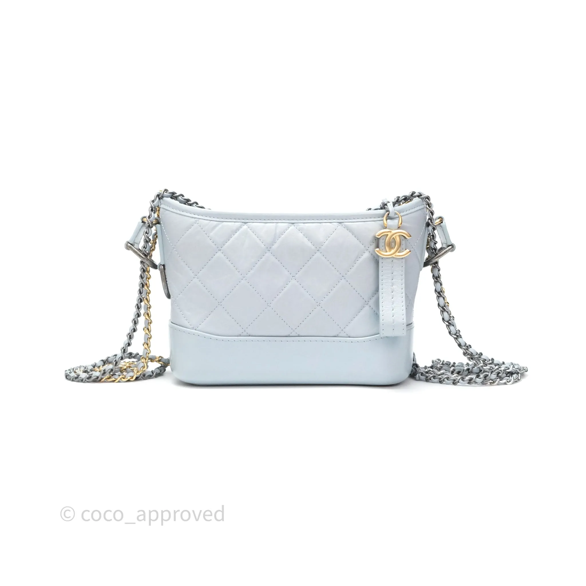 Chanel Small Gabrielle Hobo Quilted Light Blue Aged Calfskin