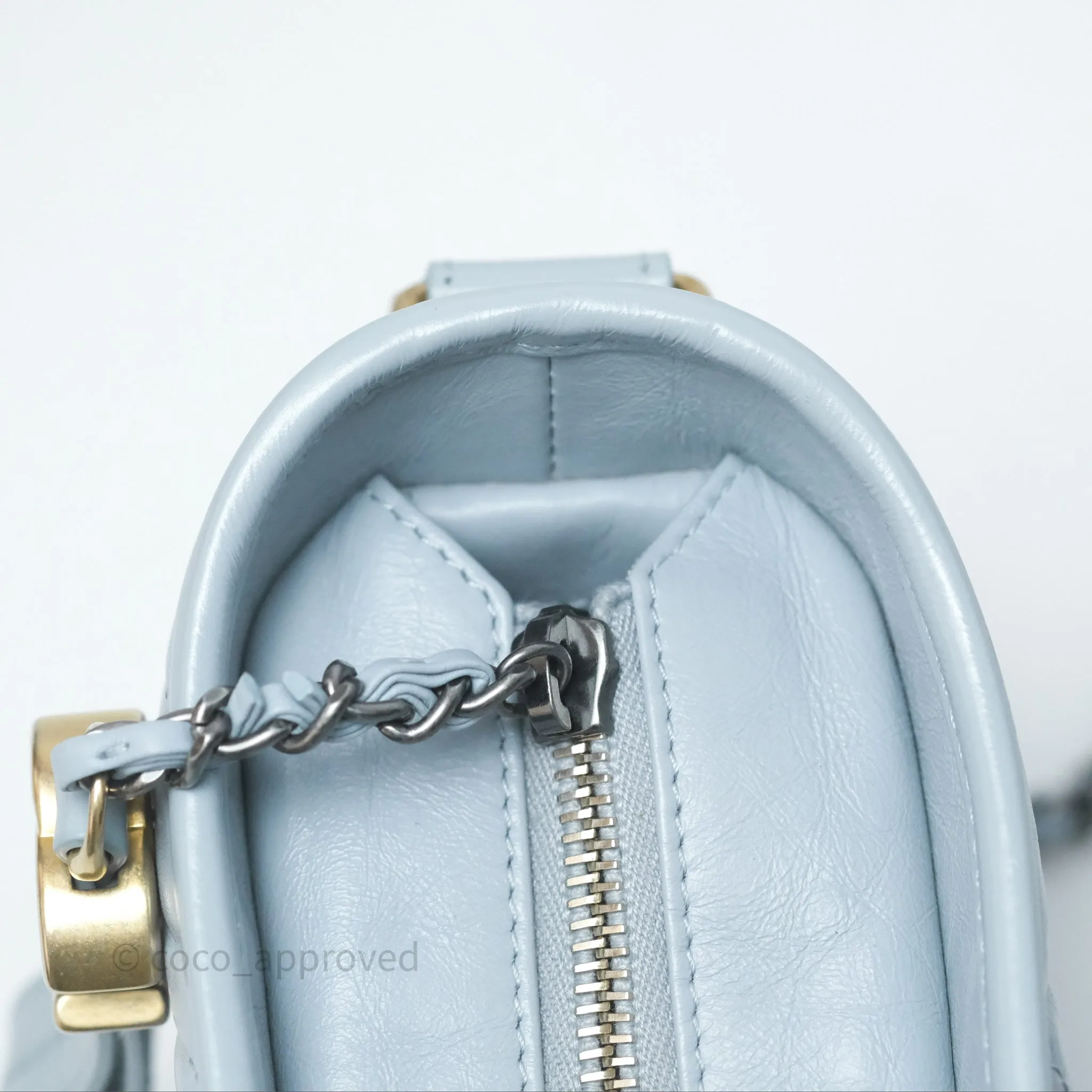 Chanel Small Gabrielle Hobo Quilted Light Blue Aged Calfskin