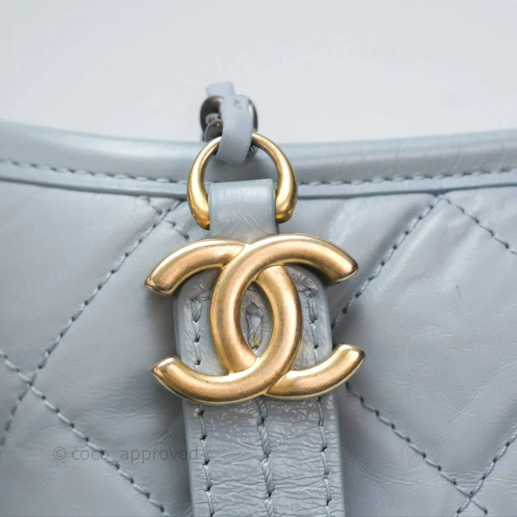 Chanel Small Gabrielle Hobo Quilted Light Blue Aged Calfskin