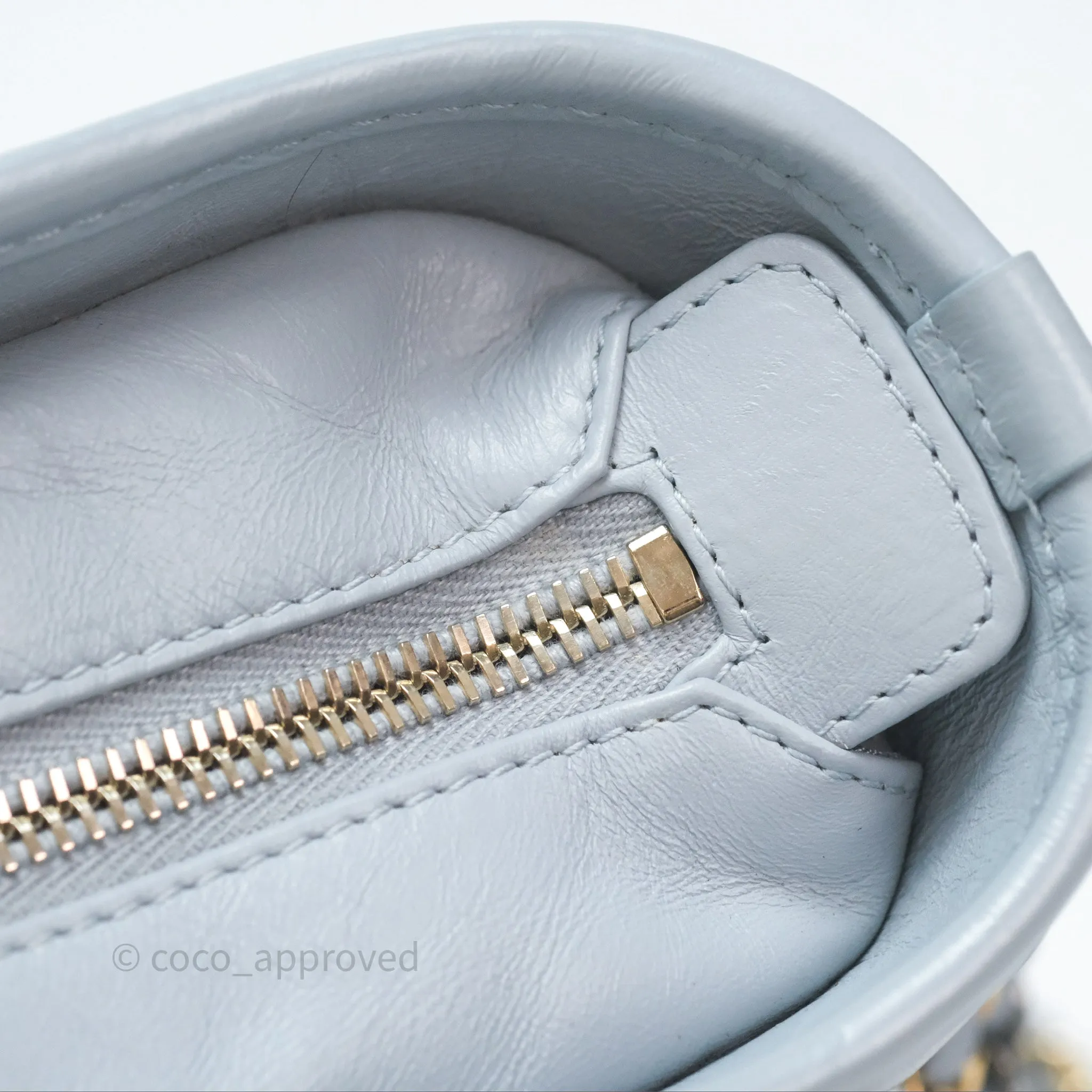 Chanel Small Gabrielle Hobo Quilted Light Blue Aged Calfskin