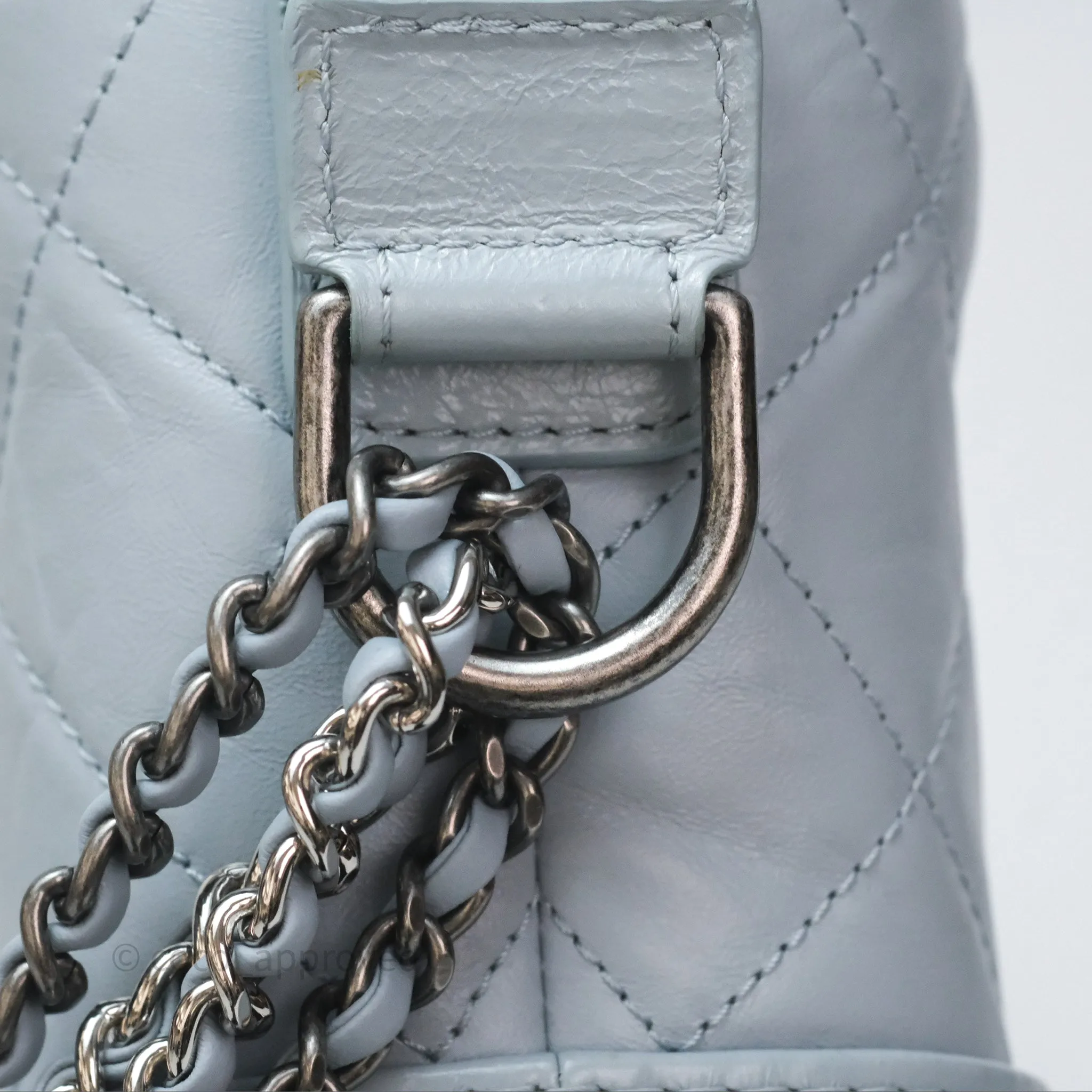 Chanel Small Gabrielle Hobo Quilted Light Blue Aged Calfskin