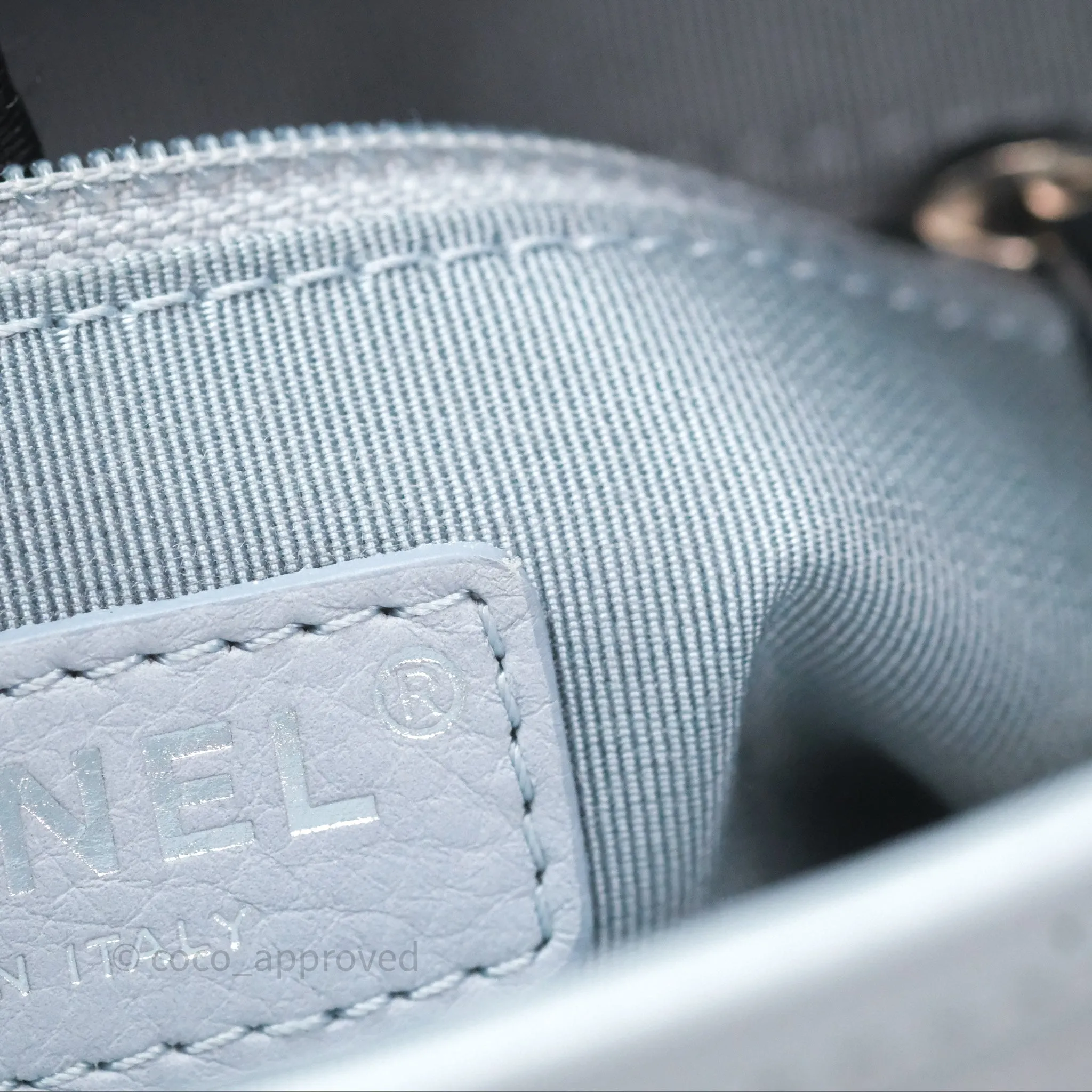 Chanel Small Gabrielle Hobo Quilted Light Blue Aged Calfskin