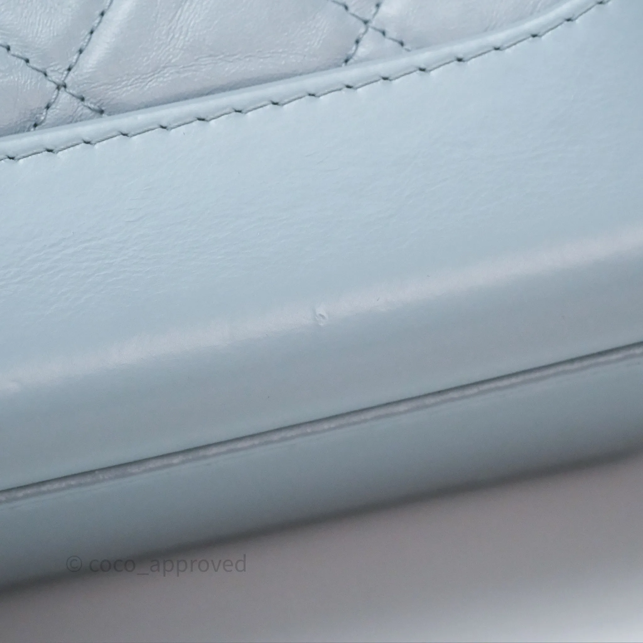 Chanel Small Gabrielle Hobo Quilted Light Blue Aged Calfskin