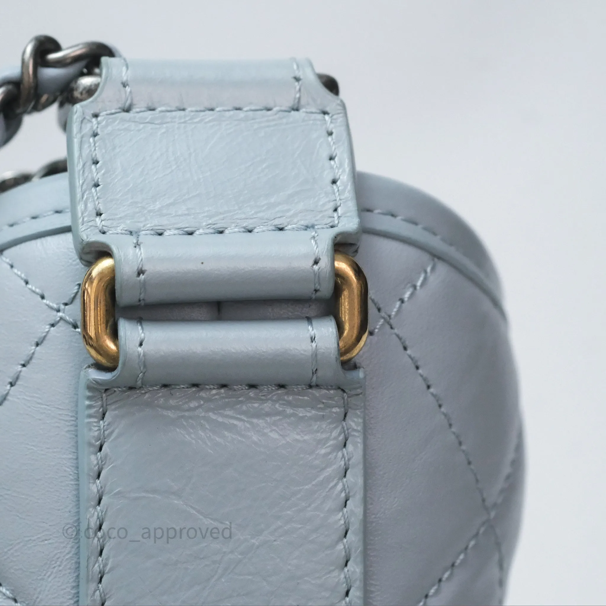 Chanel Small Gabrielle Hobo Quilted Light Blue Aged Calfskin
