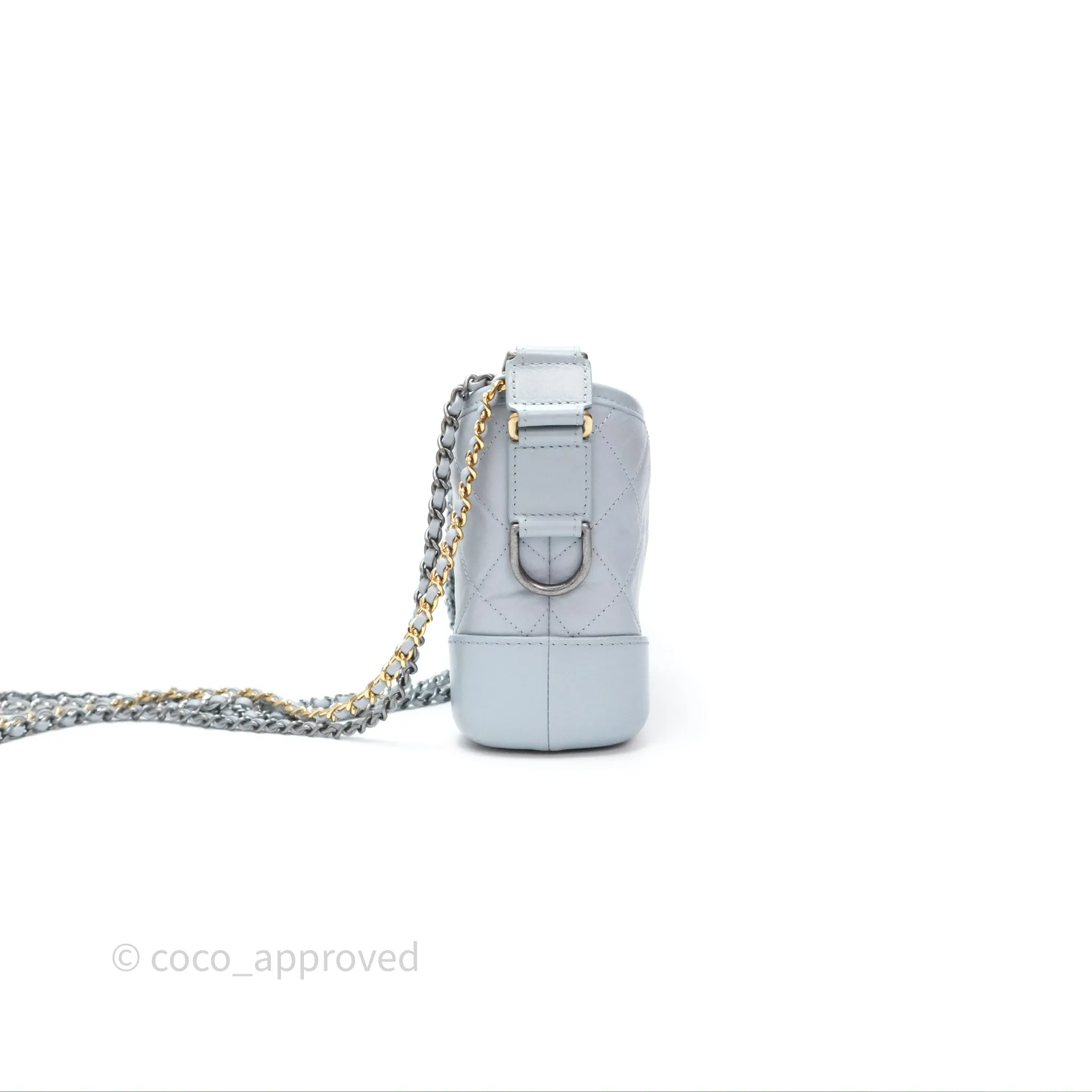 Chanel Small Gabrielle Hobo Quilted Light Blue Aged Calfskin