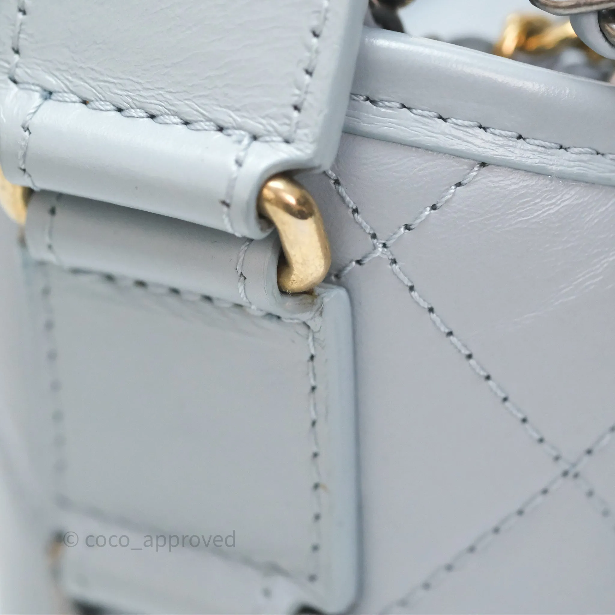 Chanel Small Gabrielle Hobo Quilted Light Blue Aged Calfskin