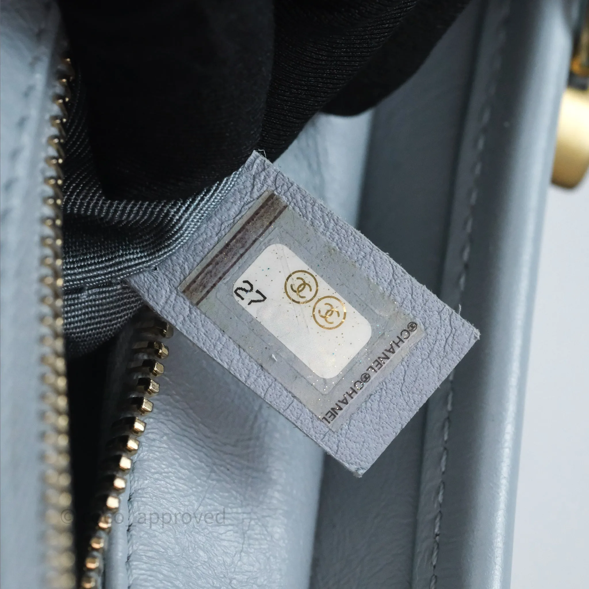 Chanel Small Gabrielle Hobo Quilted Light Blue Aged Calfskin