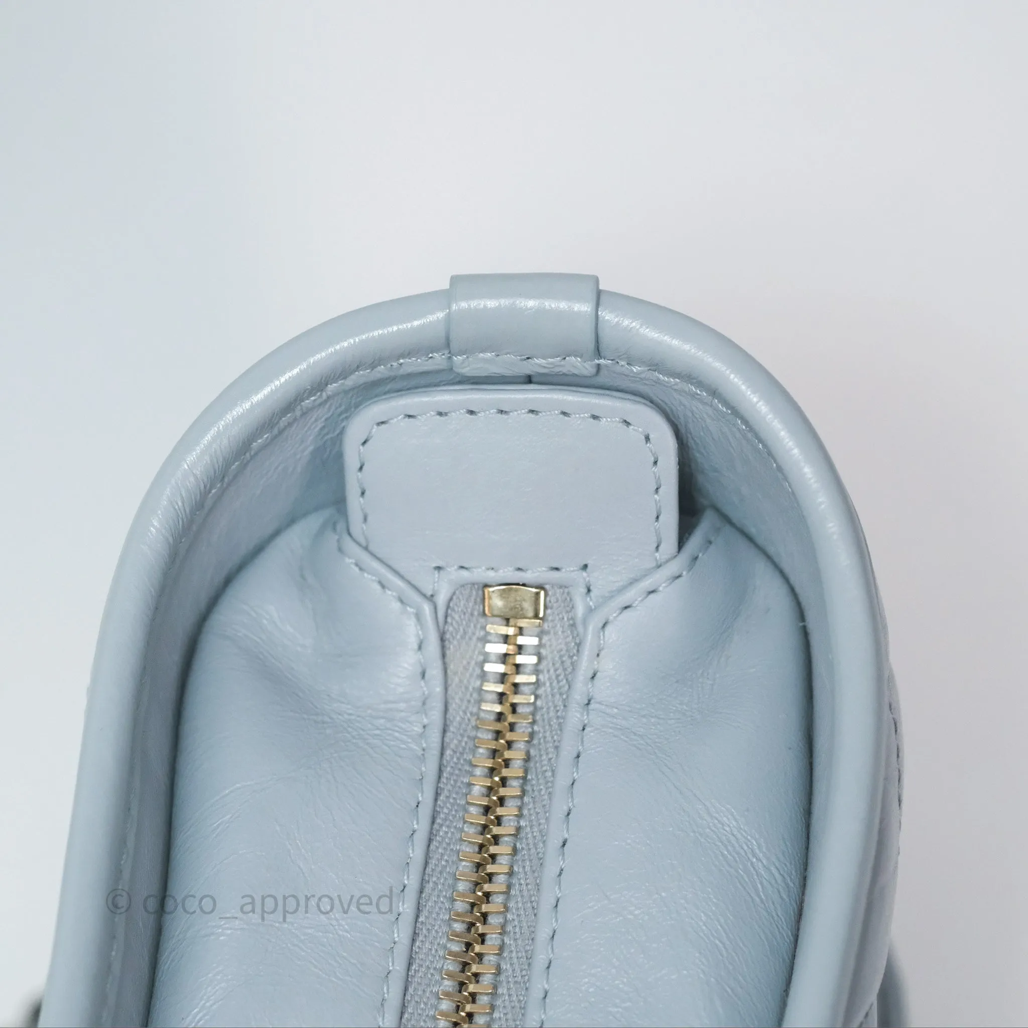 Chanel Small Gabrielle Hobo Quilted Light Blue Aged Calfskin