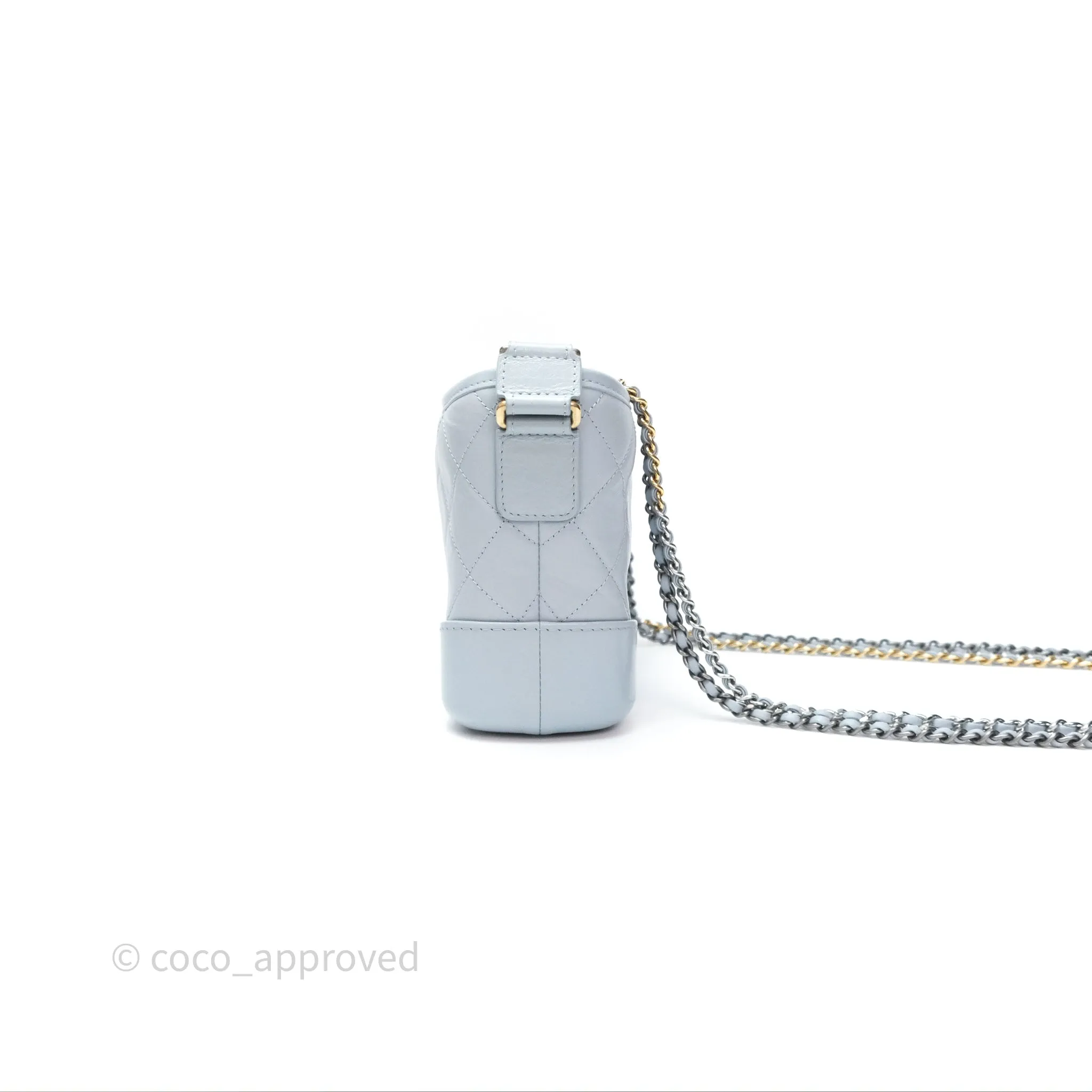 Chanel Small Gabrielle Hobo Quilted Light Blue Aged Calfskin