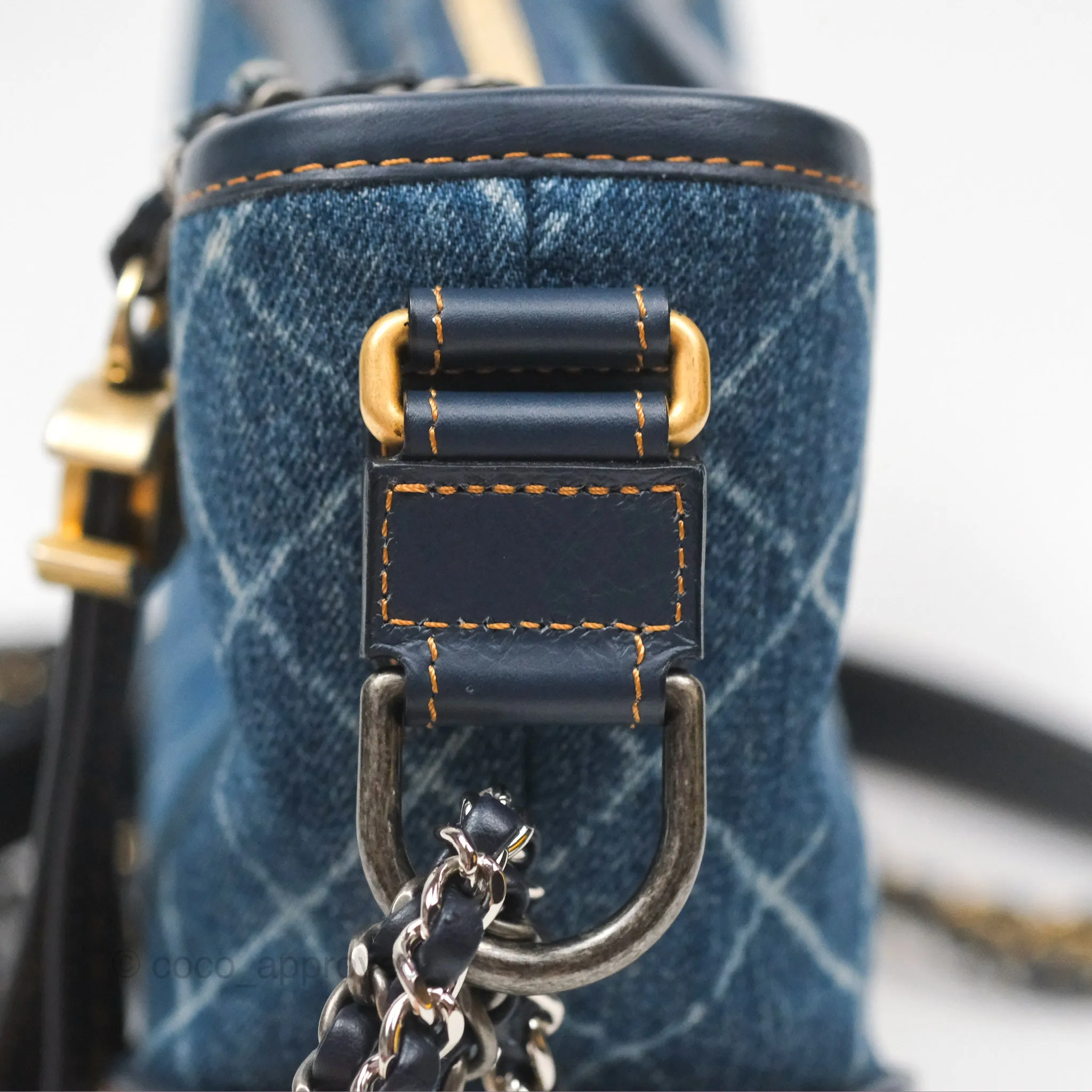 Chanel Small Gabrielle Hobo Quilted Navy Aged Denim