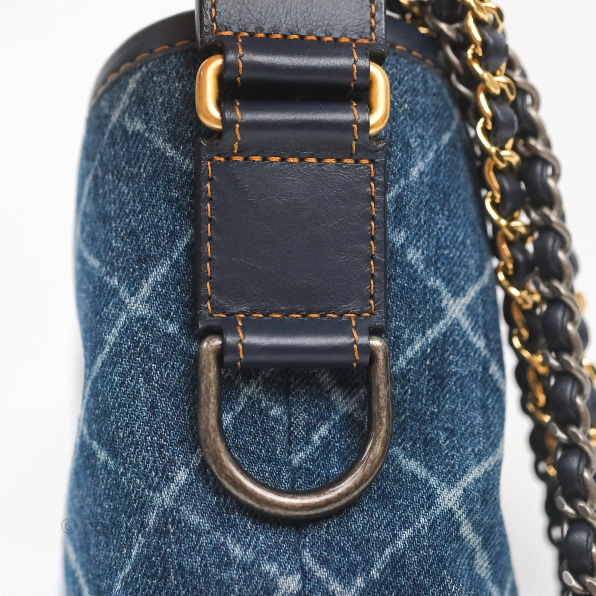 Chanel Small Gabrielle Hobo Quilted Navy Aged Denim