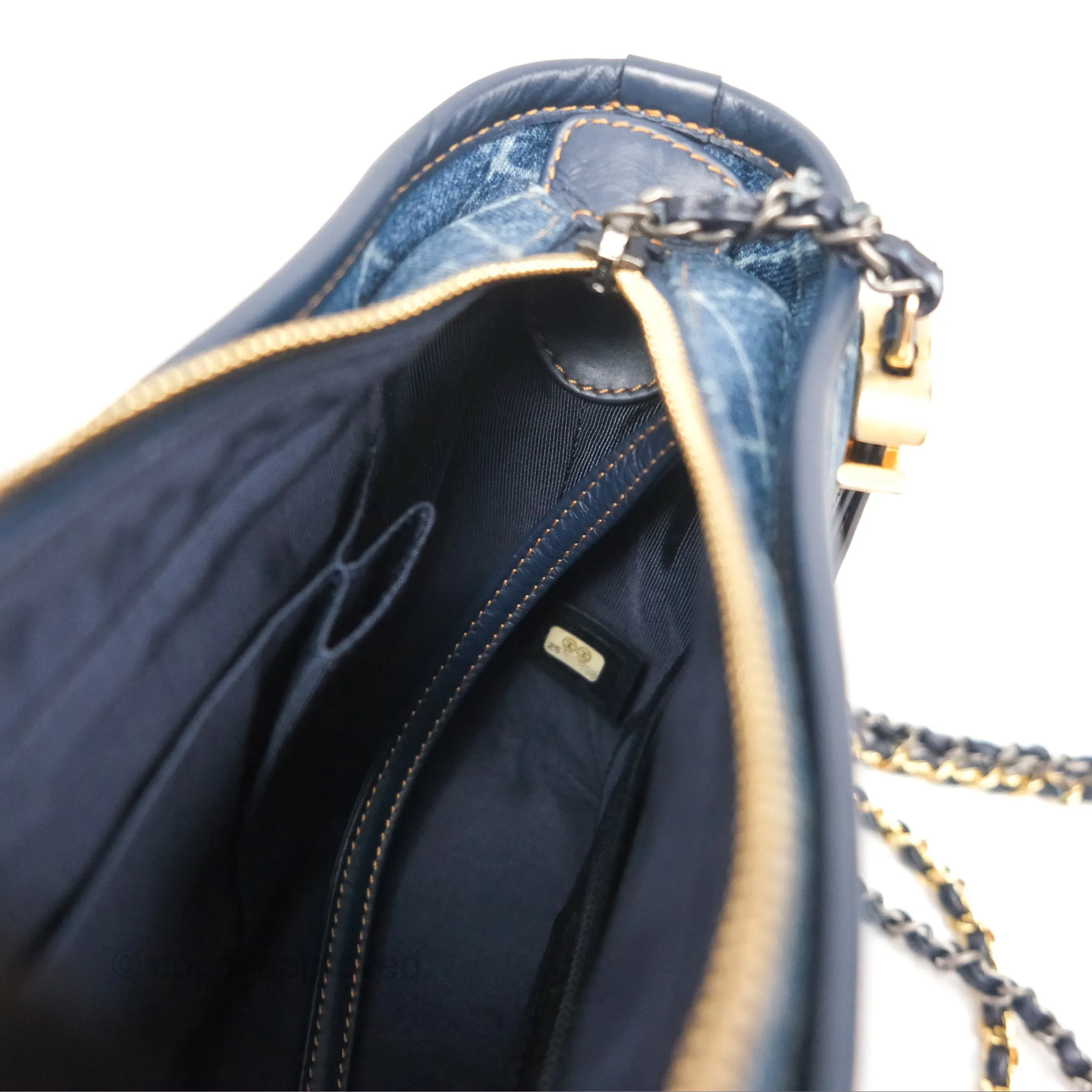 Chanel Small Gabrielle Hobo Quilted Navy Aged Denim