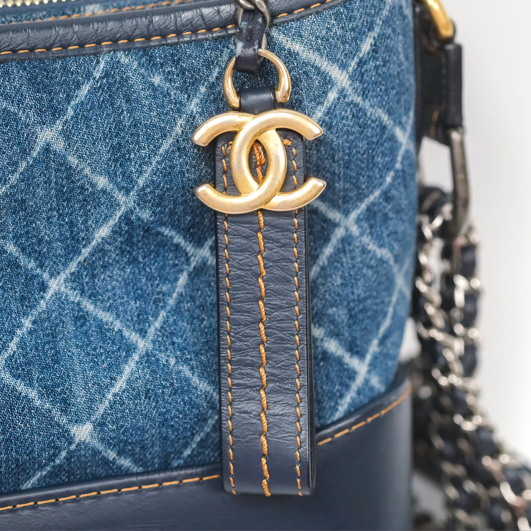 Chanel Small Gabrielle Hobo Quilted Navy Aged Denim