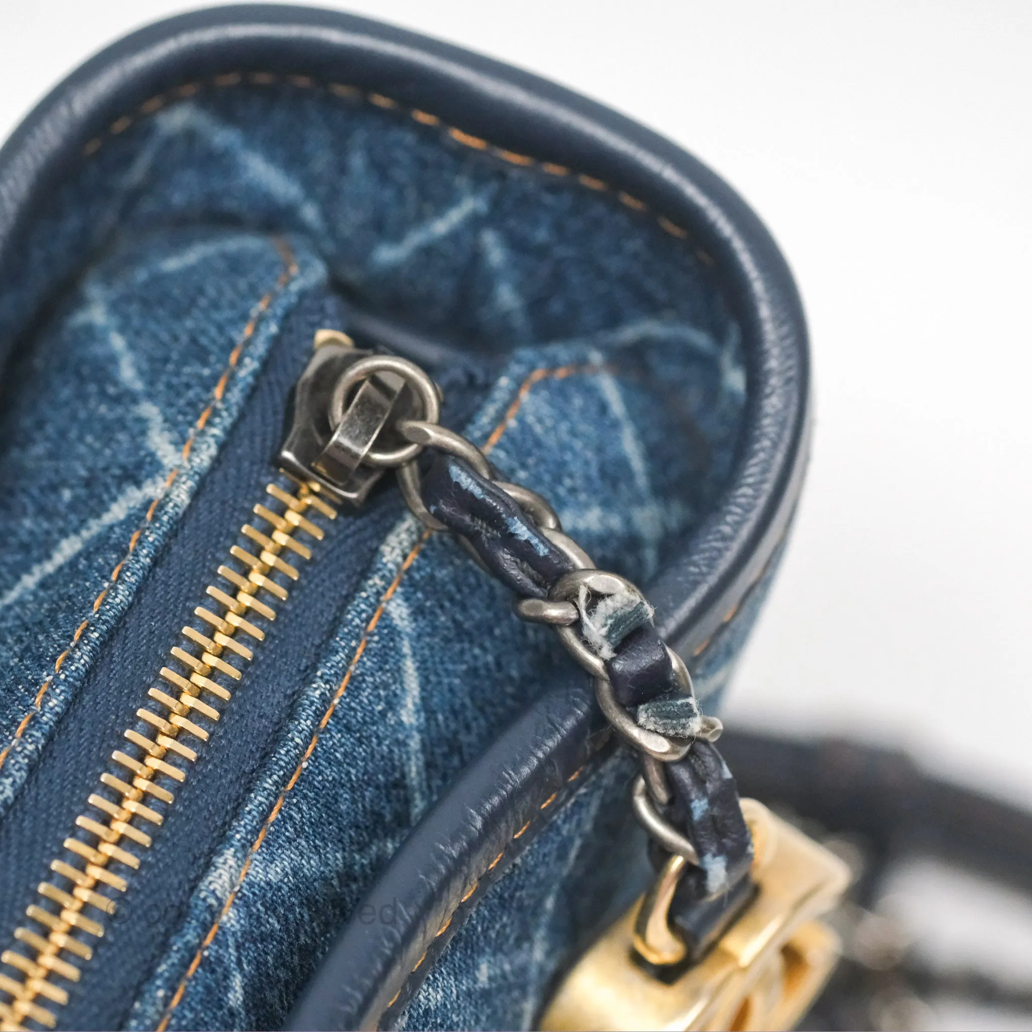 Chanel Small Gabrielle Hobo Quilted Navy Aged Denim