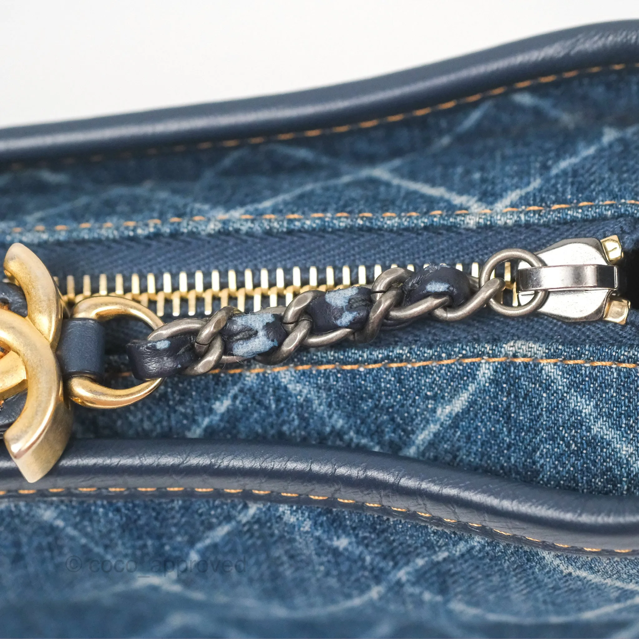 Chanel Small Gabrielle Hobo Quilted Navy Aged Denim