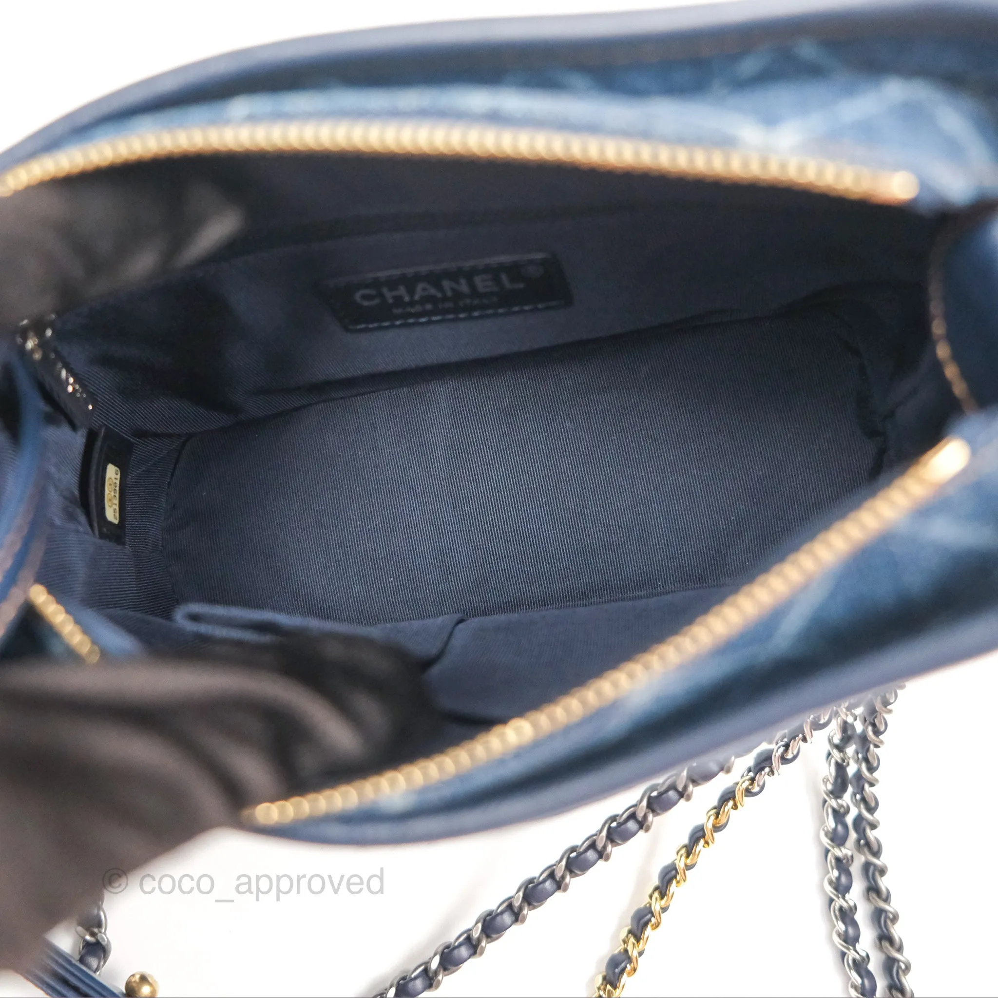 Chanel Small Gabrielle Hobo Quilted Navy Aged Denim
