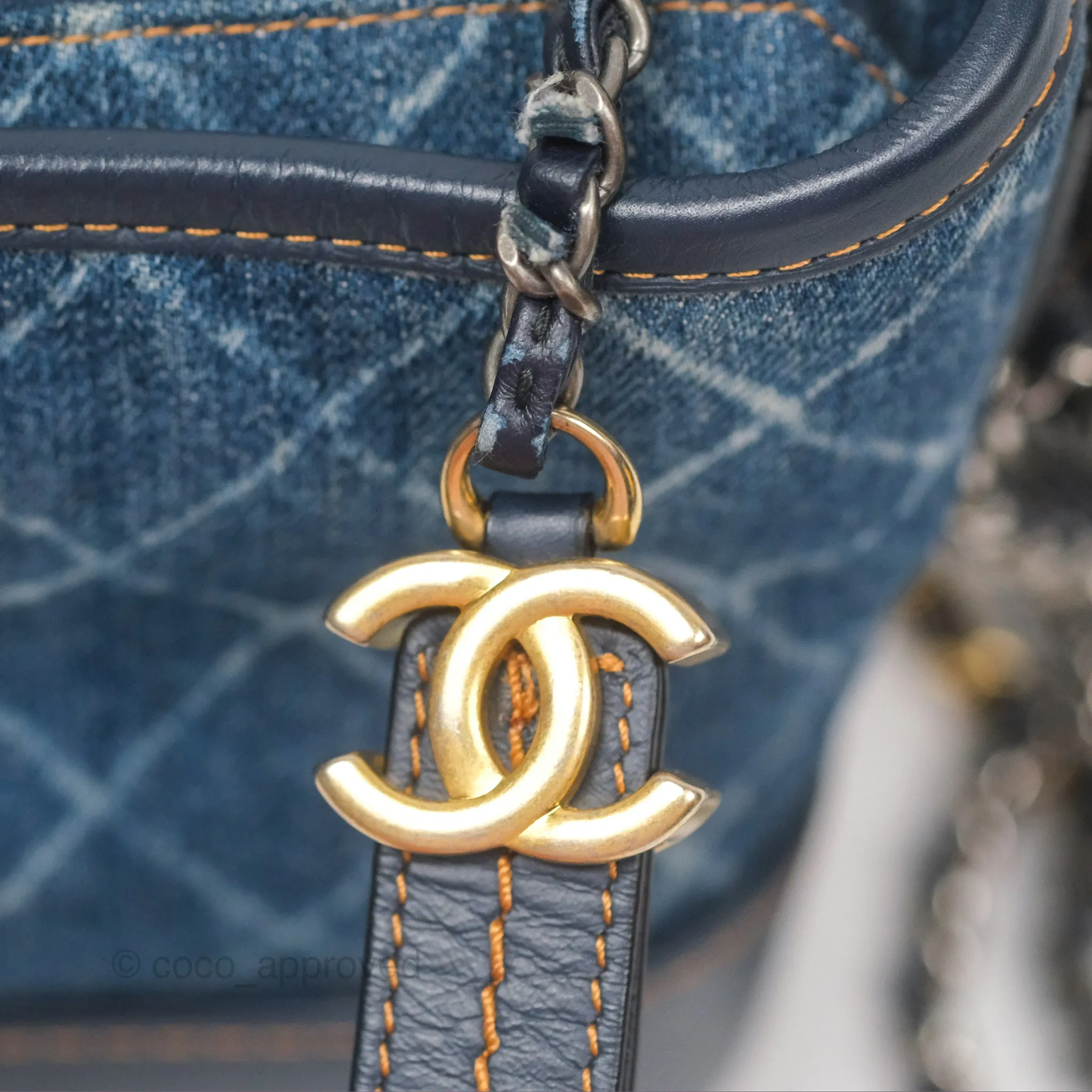 Chanel Small Gabrielle Hobo Quilted Navy Aged Denim