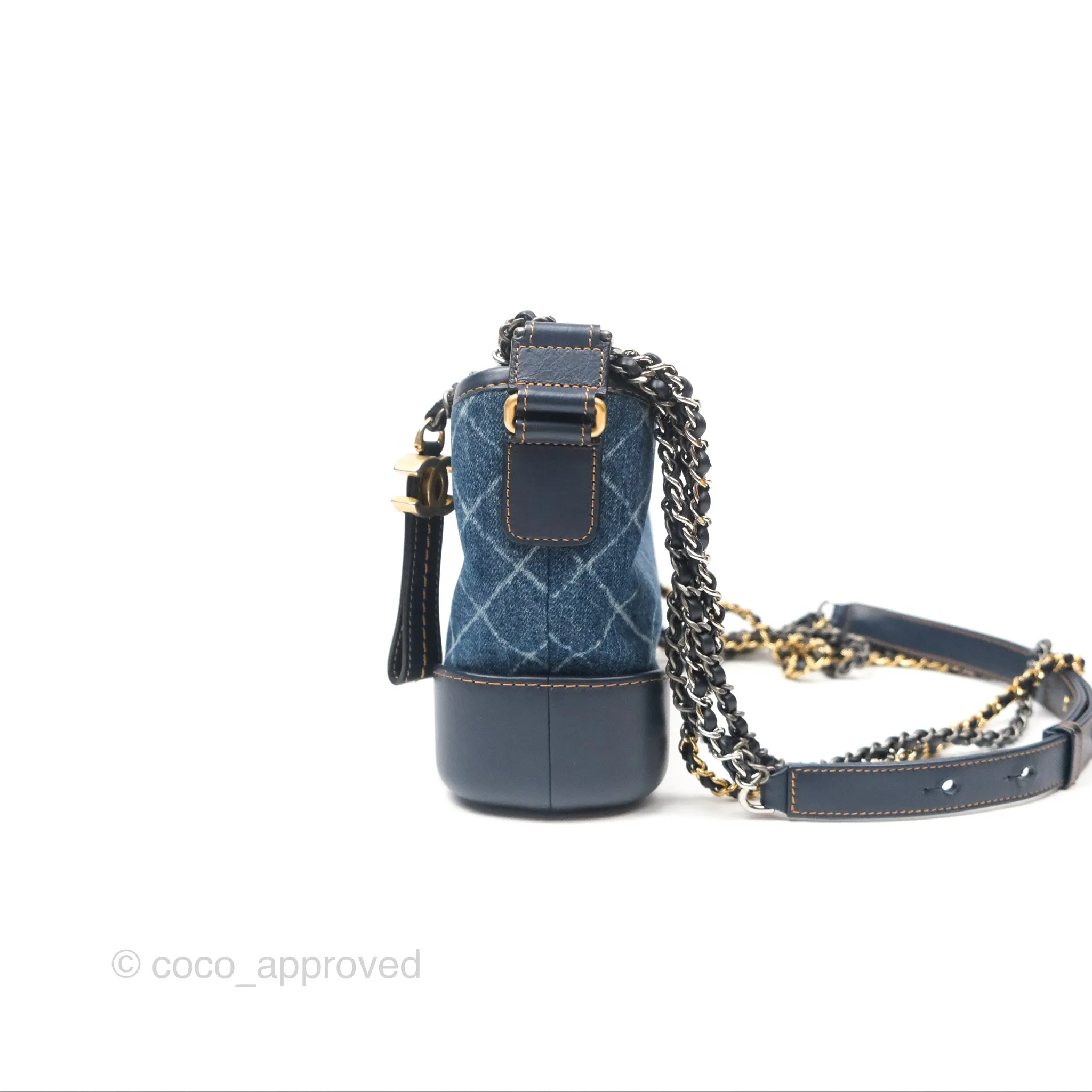 Chanel Small Gabrielle Hobo Quilted Navy Aged Denim