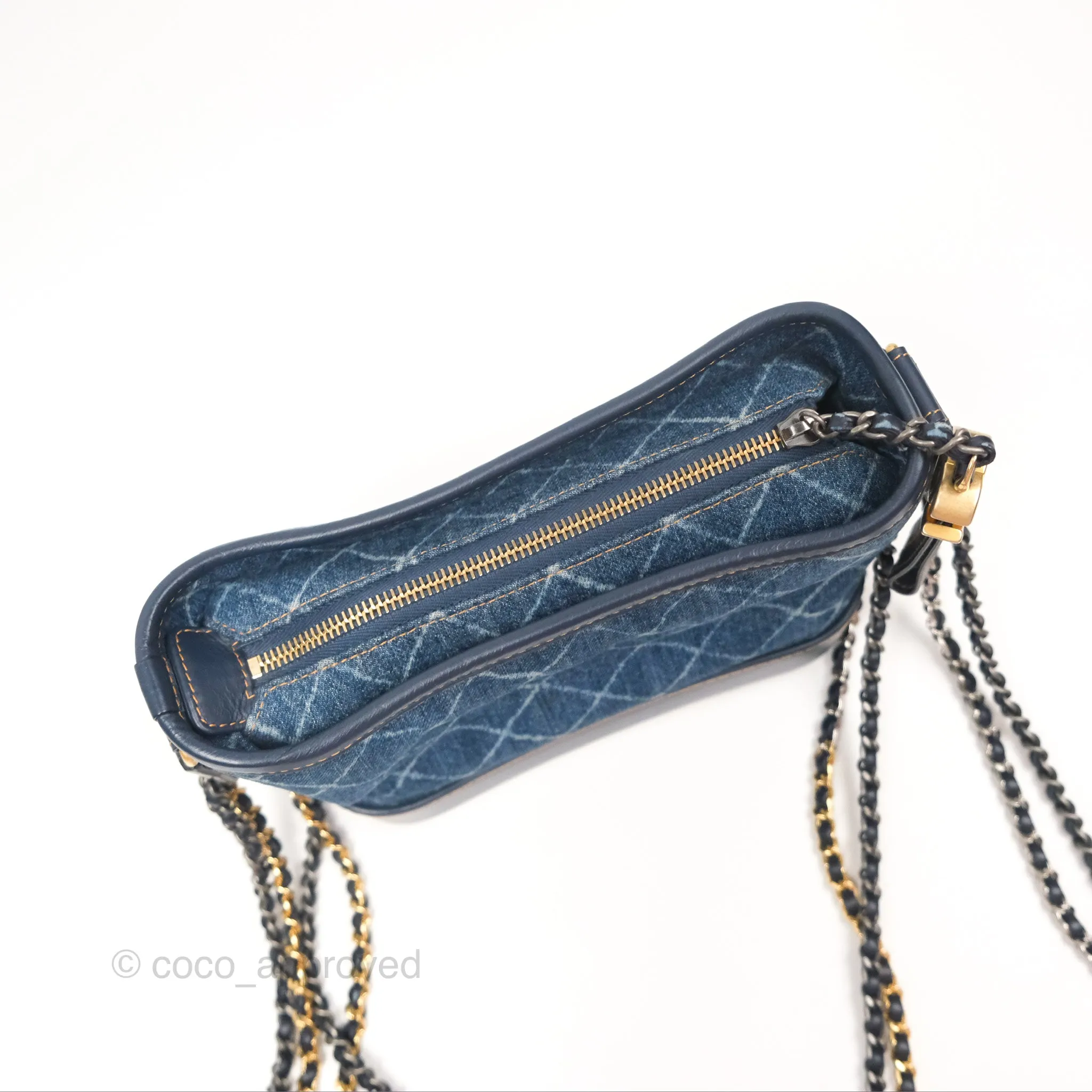 Chanel Small Gabrielle Hobo Quilted Navy Aged Denim