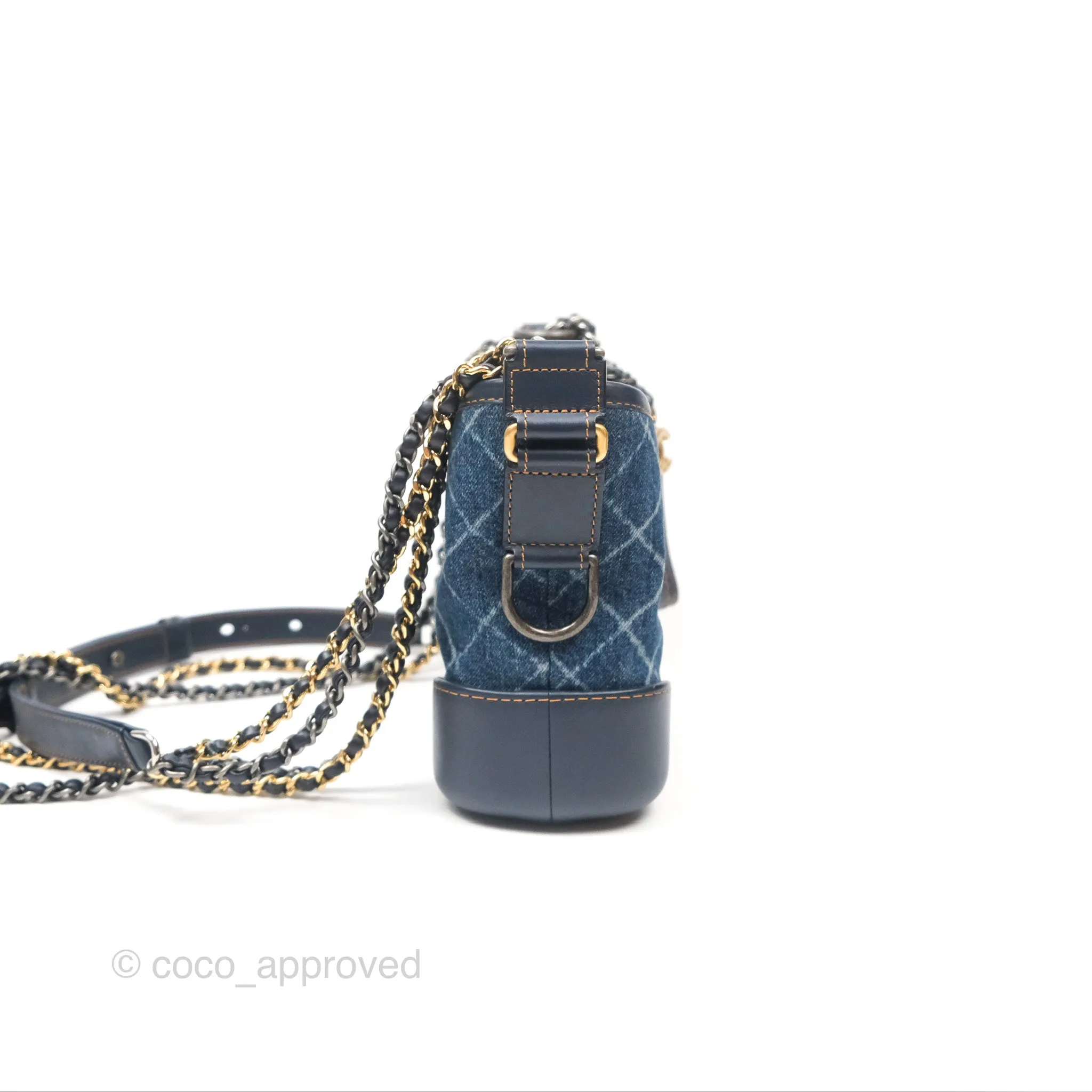 Chanel Small Gabrielle Hobo Quilted Navy Aged Denim