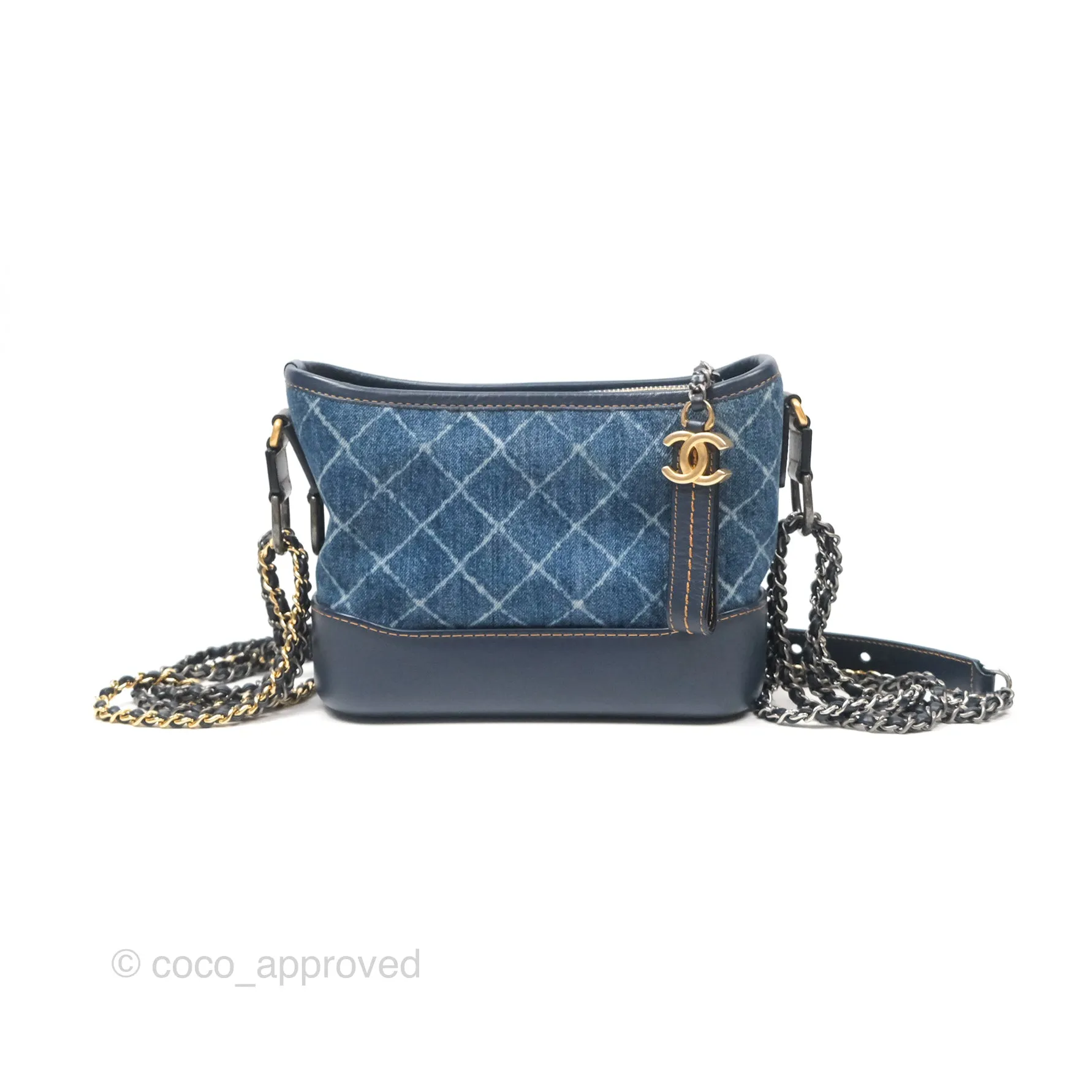Chanel Small Gabrielle Hobo Quilted Navy Aged Denim