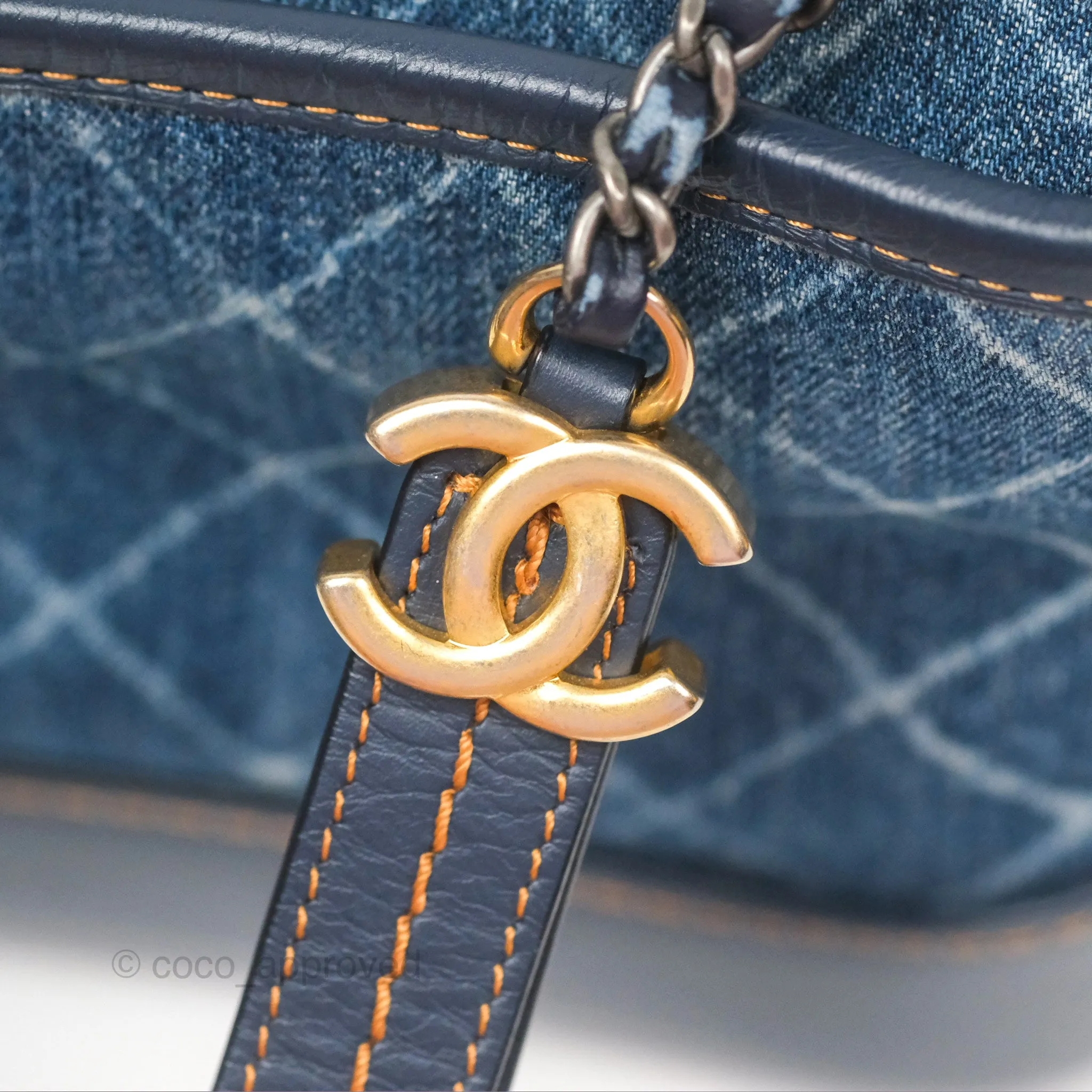 Chanel Small Gabrielle Hobo Quilted Navy Aged Denim