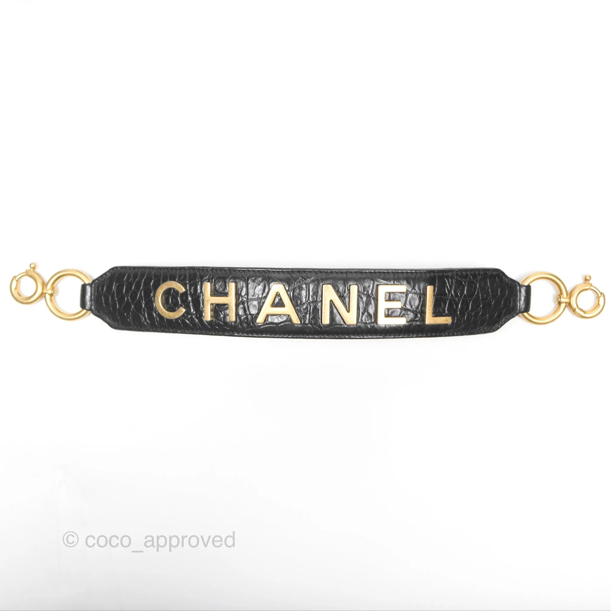 Chanel Small Gabrielle Hobo with Logo Handle Quilted Black Croc Embossed Calfskin