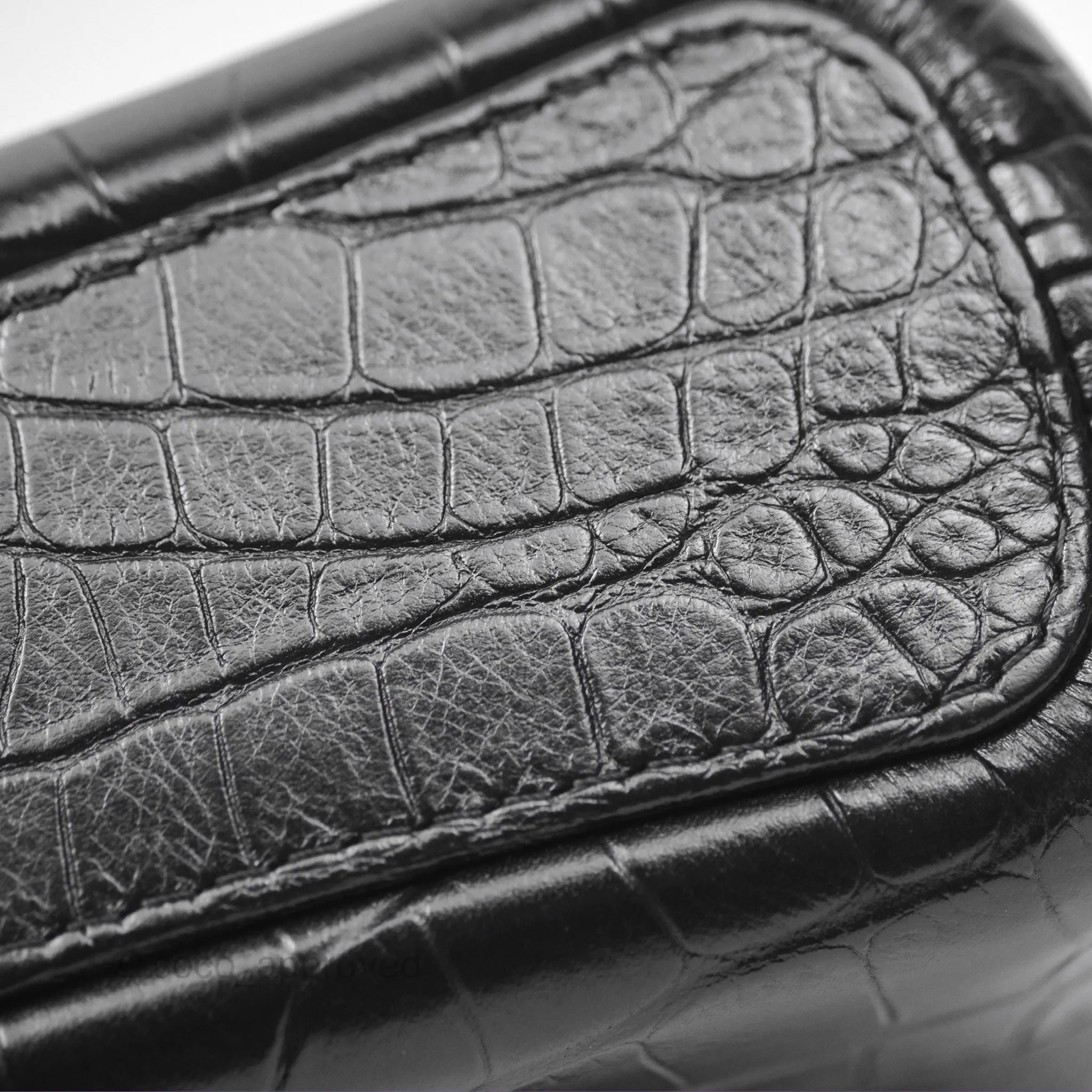 Chanel Small Gabrielle Hobo with Logo Handle Quilted Black Croc Embossed Calfskin