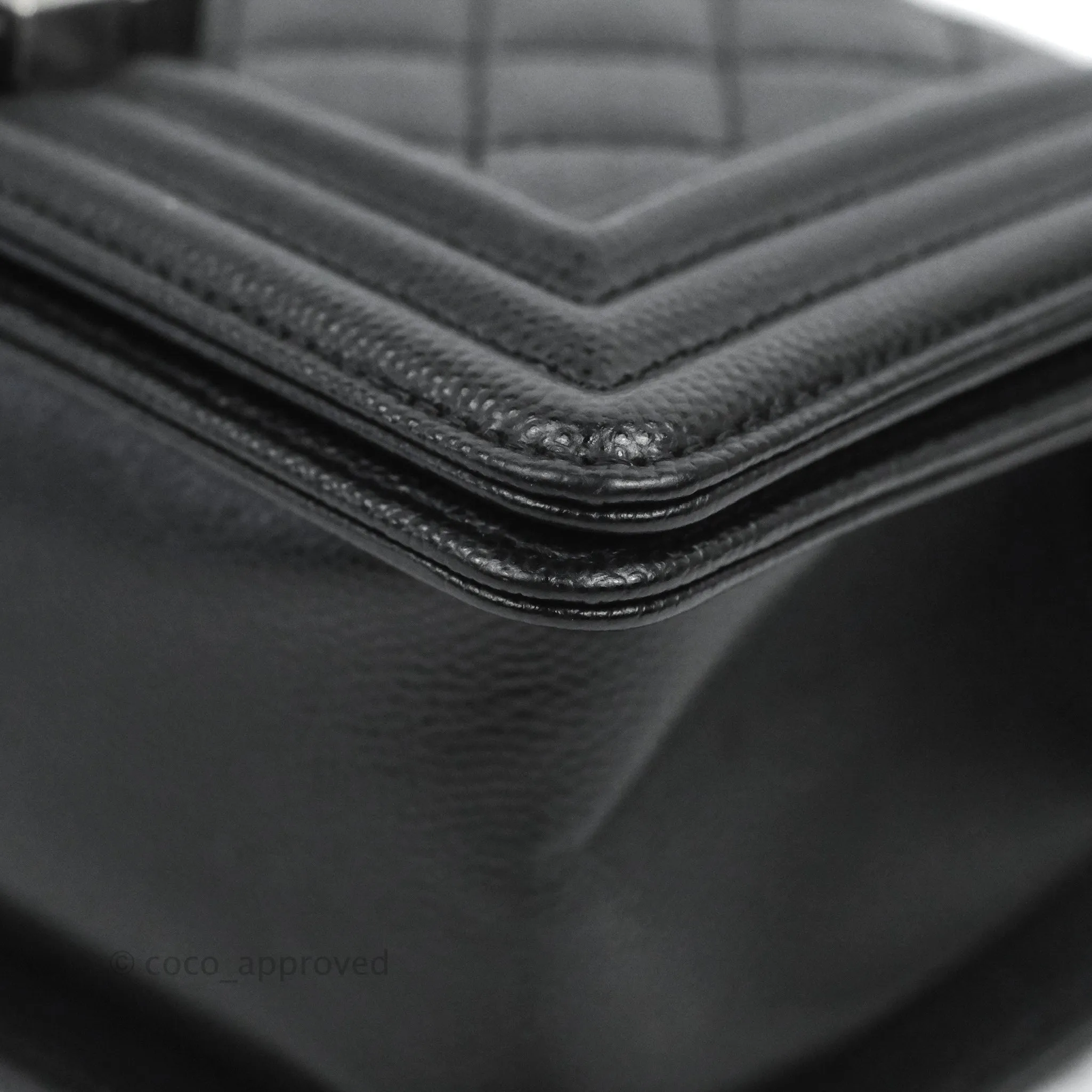 Chanel Small Quilted Boy Bag Black Caviar Ruthenium Hardware