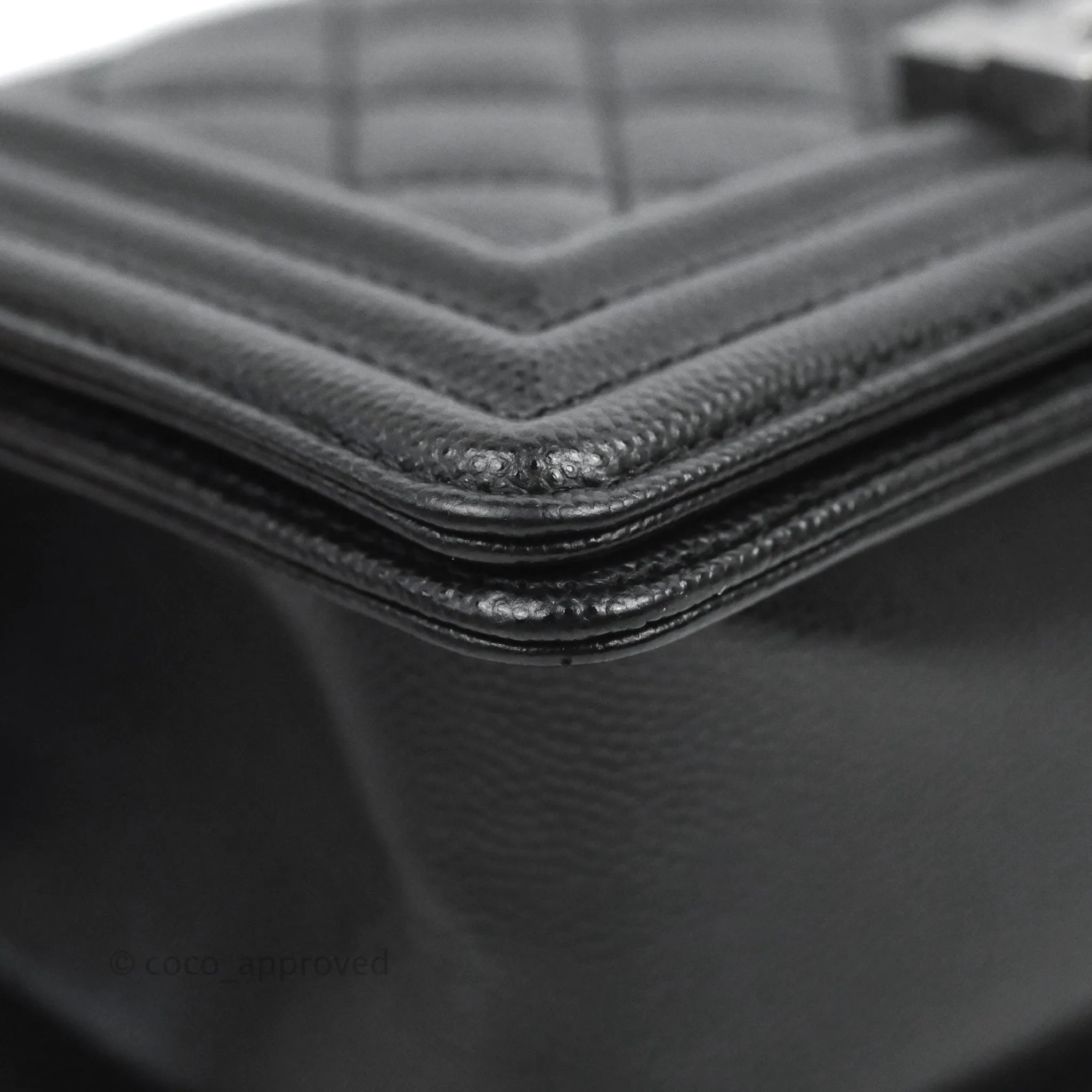 Chanel Small Quilted Boy Bag Black Caviar Ruthenium Hardware