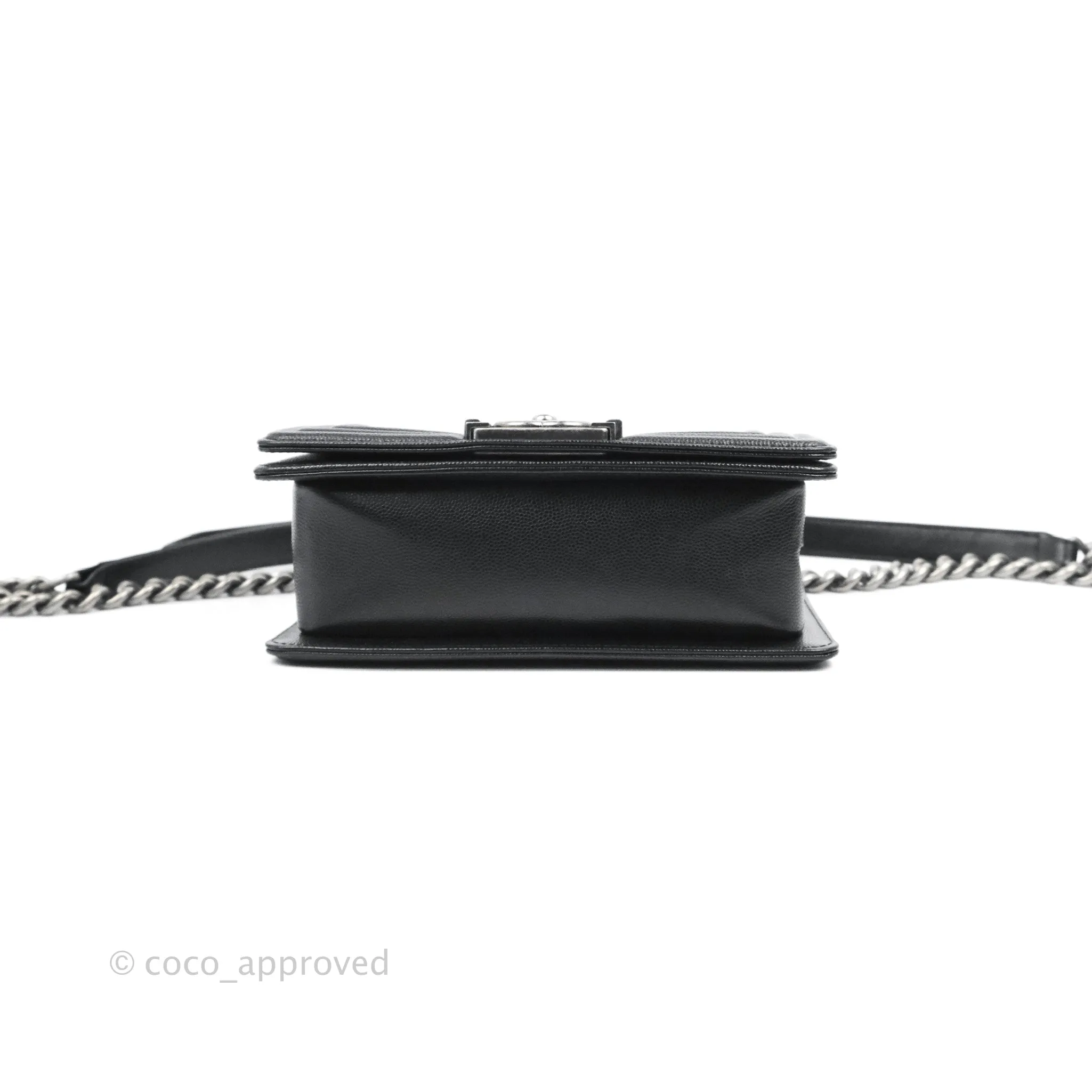 Chanel Small Quilted Boy Bag Black Caviar Ruthenium Hardware