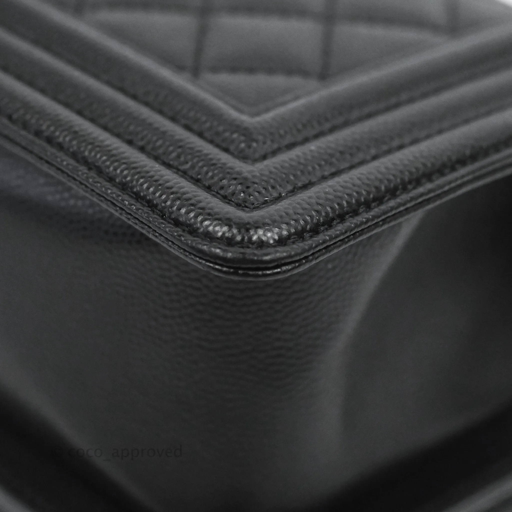 Chanel Small Quilted Boy Bag Black Caviar Ruthenium Hardware