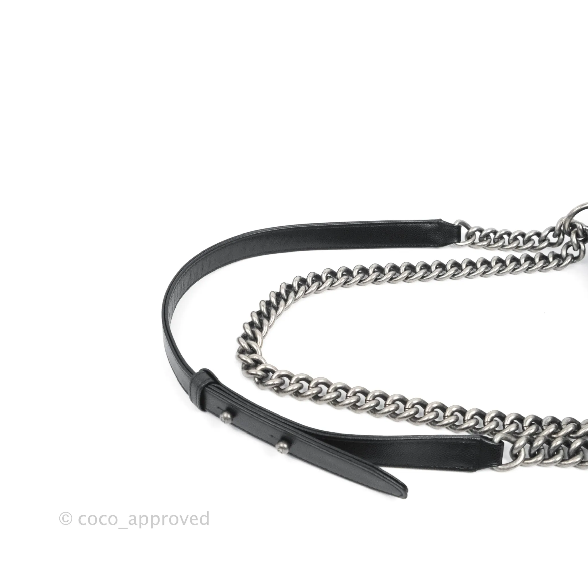 Chanel Small Quilted Boy Bag Black Caviar Ruthenium Hardware