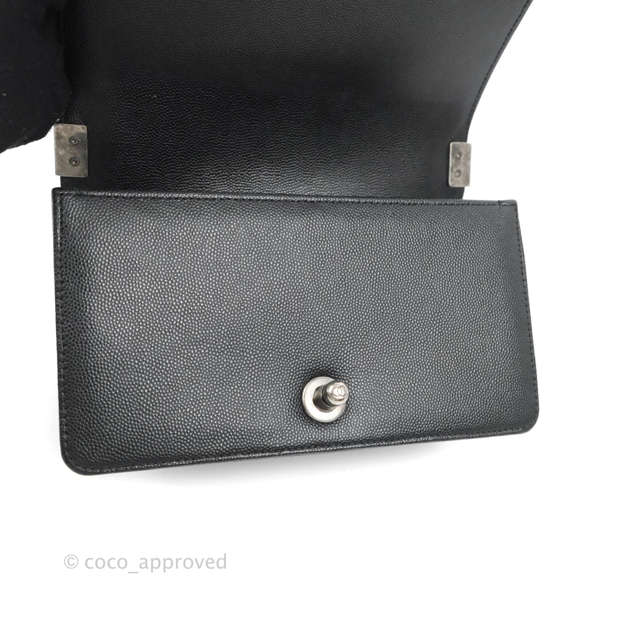 Chanel Small Quilted Boy Bag Black Caviar Ruthenium Hardware