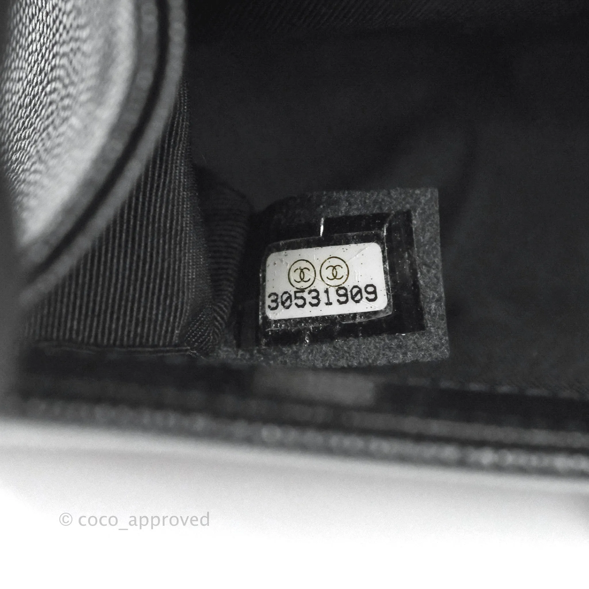 Chanel Small Quilted Boy Bag Black Caviar Ruthenium Hardware