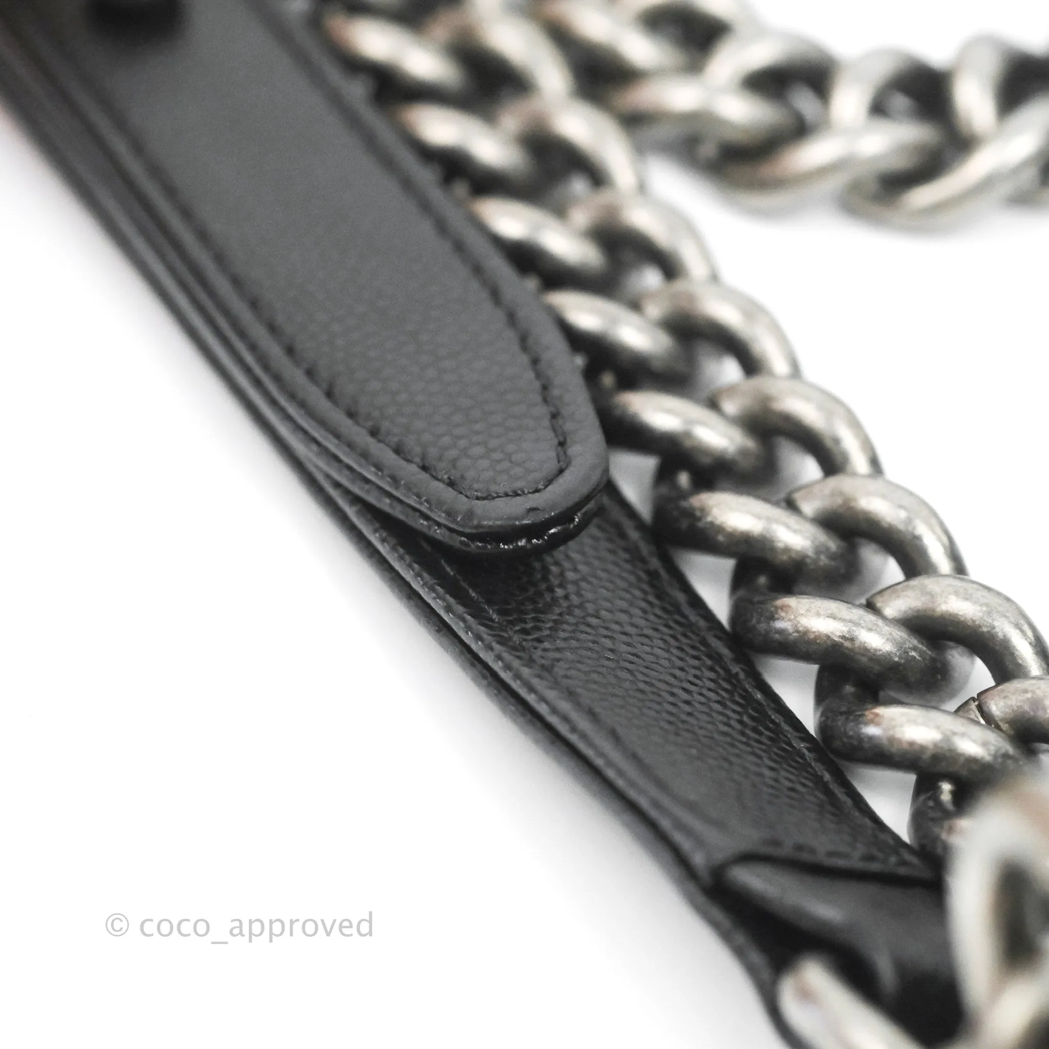Chanel Small Quilted Boy Bag Black Caviar Ruthenium Hardware
