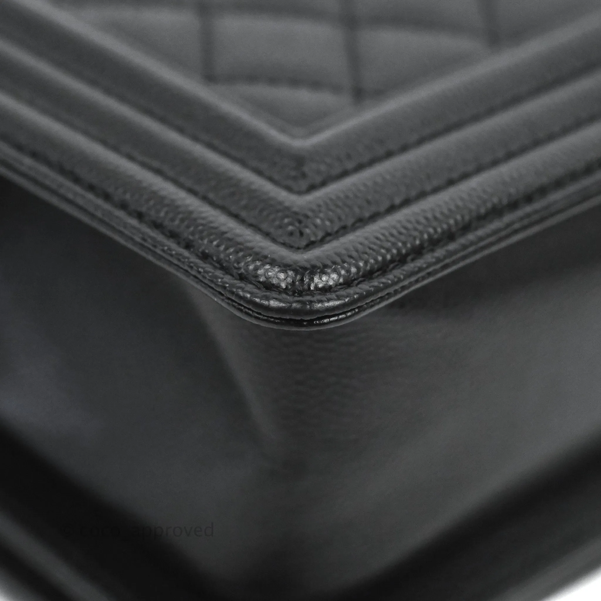 Chanel Small Quilted Boy Bag Black Caviar Ruthenium Hardware