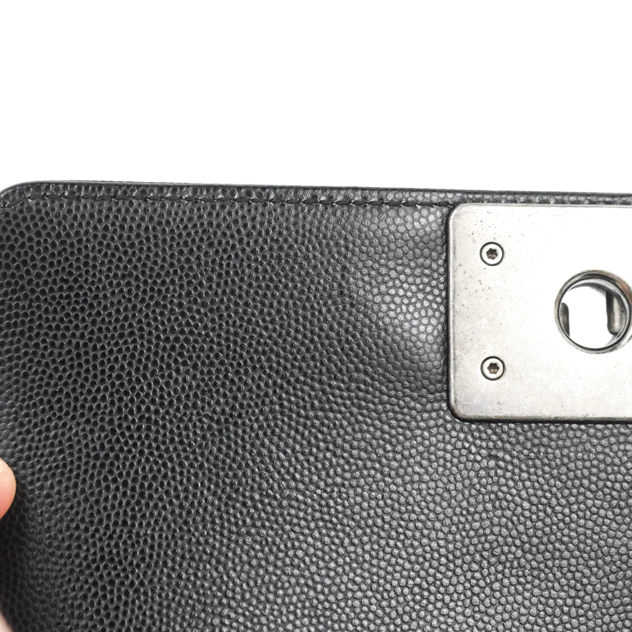 Chanel Small Quilted Boy Bag Black Caviar Ruthenium Hardware