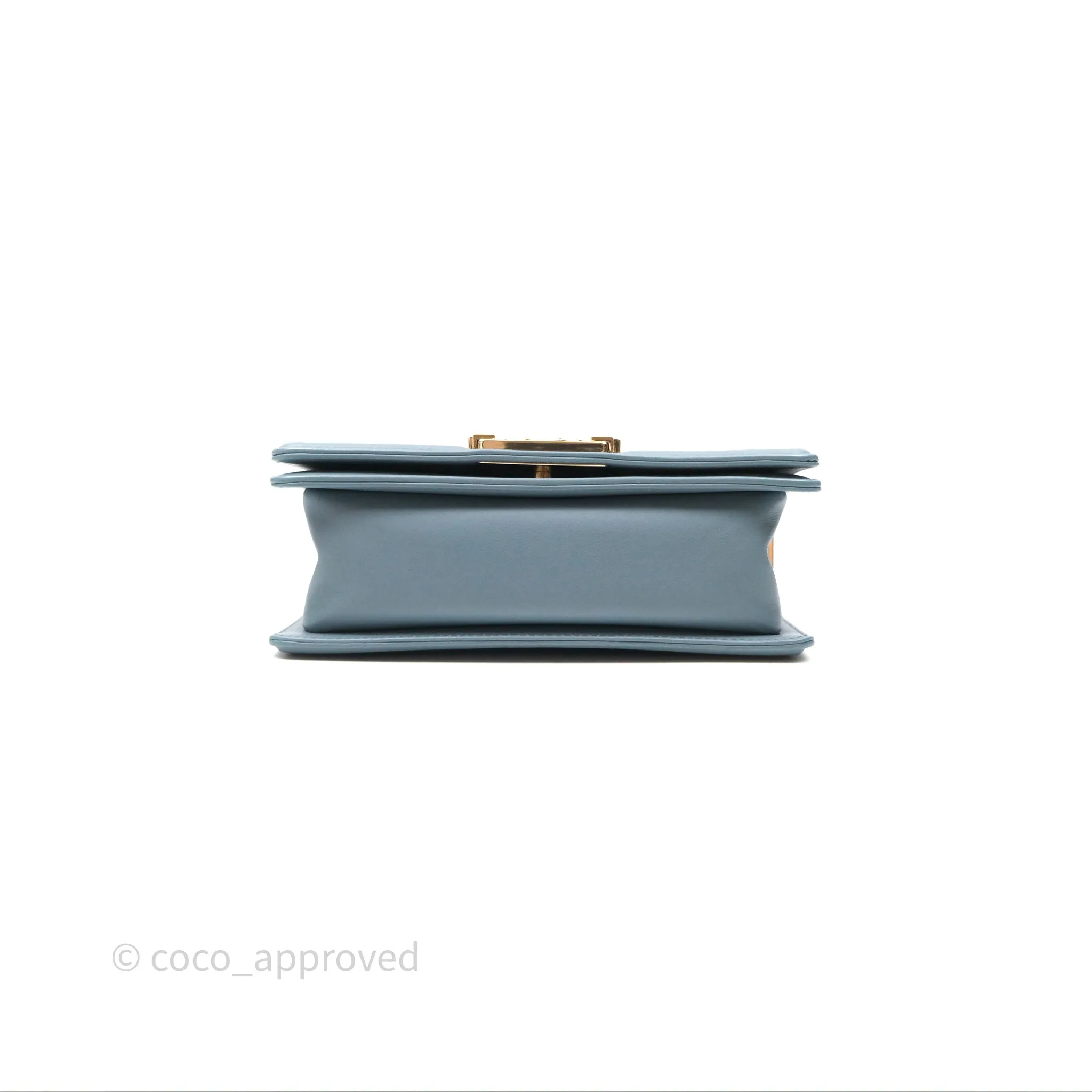 Chanel Small Quilted Boy Dusty Blue Lambskin Gold Hardware