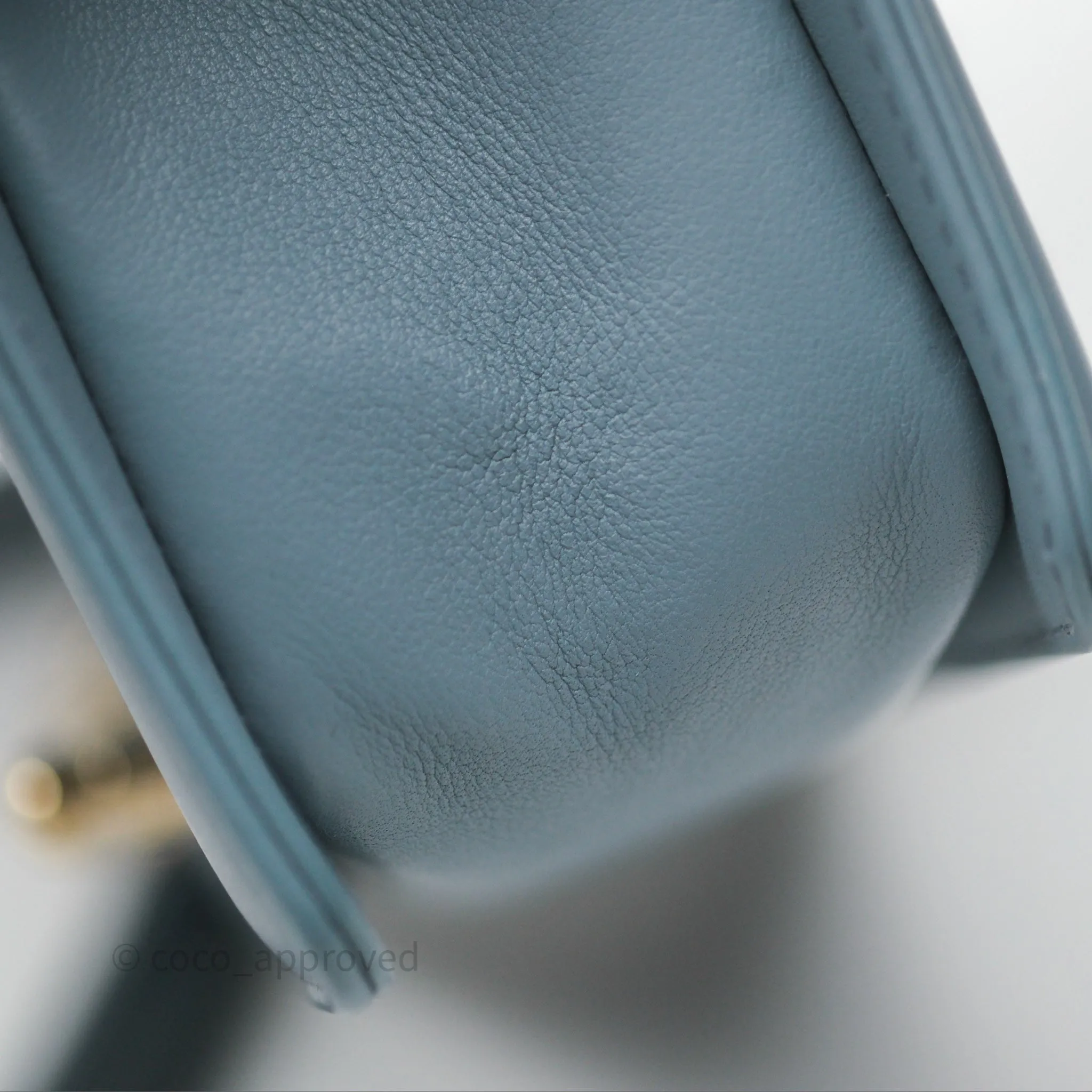 Chanel Small Quilted Boy Dusty Blue Lambskin Gold Hardware