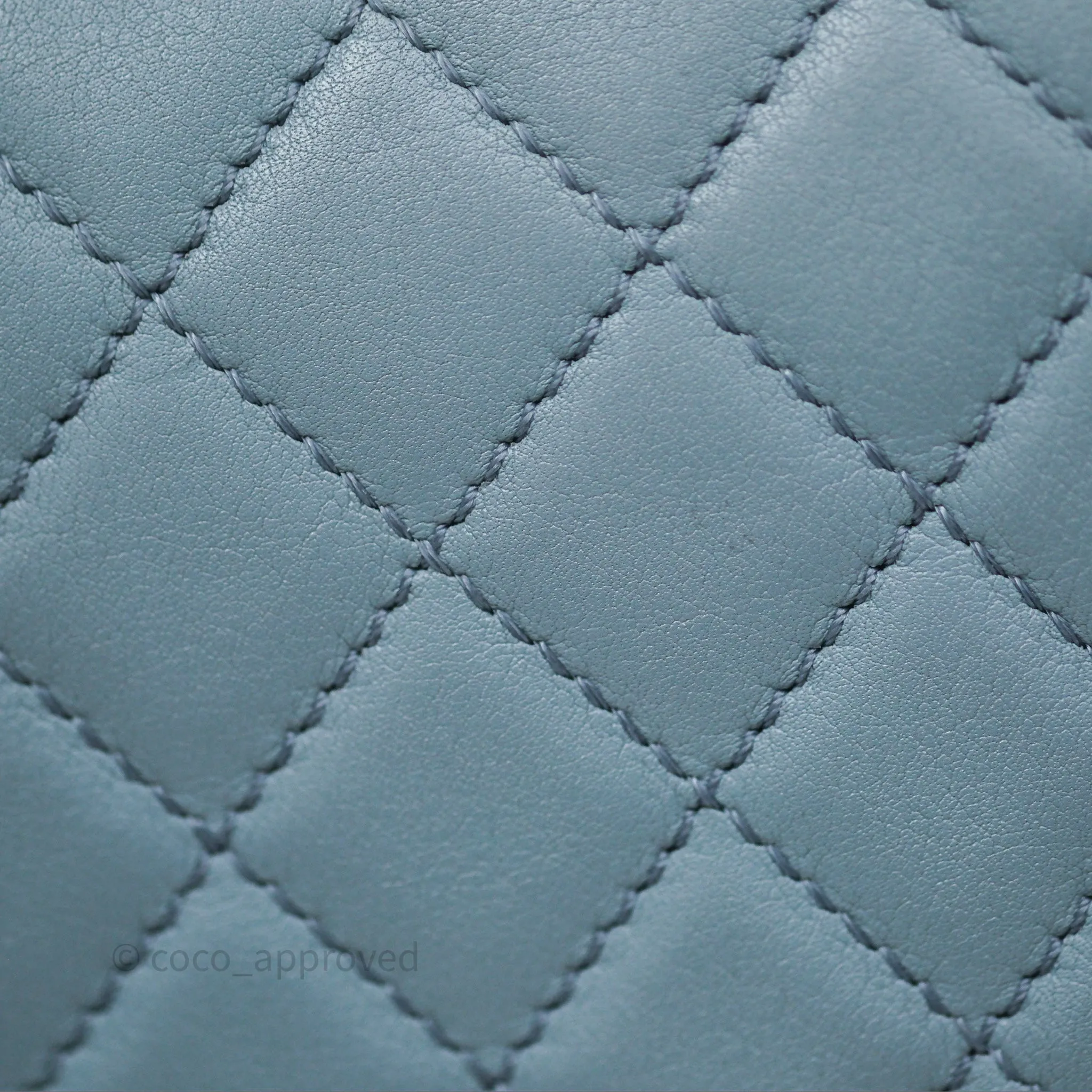 Chanel Small Quilted Boy Dusty Blue Lambskin Gold Hardware