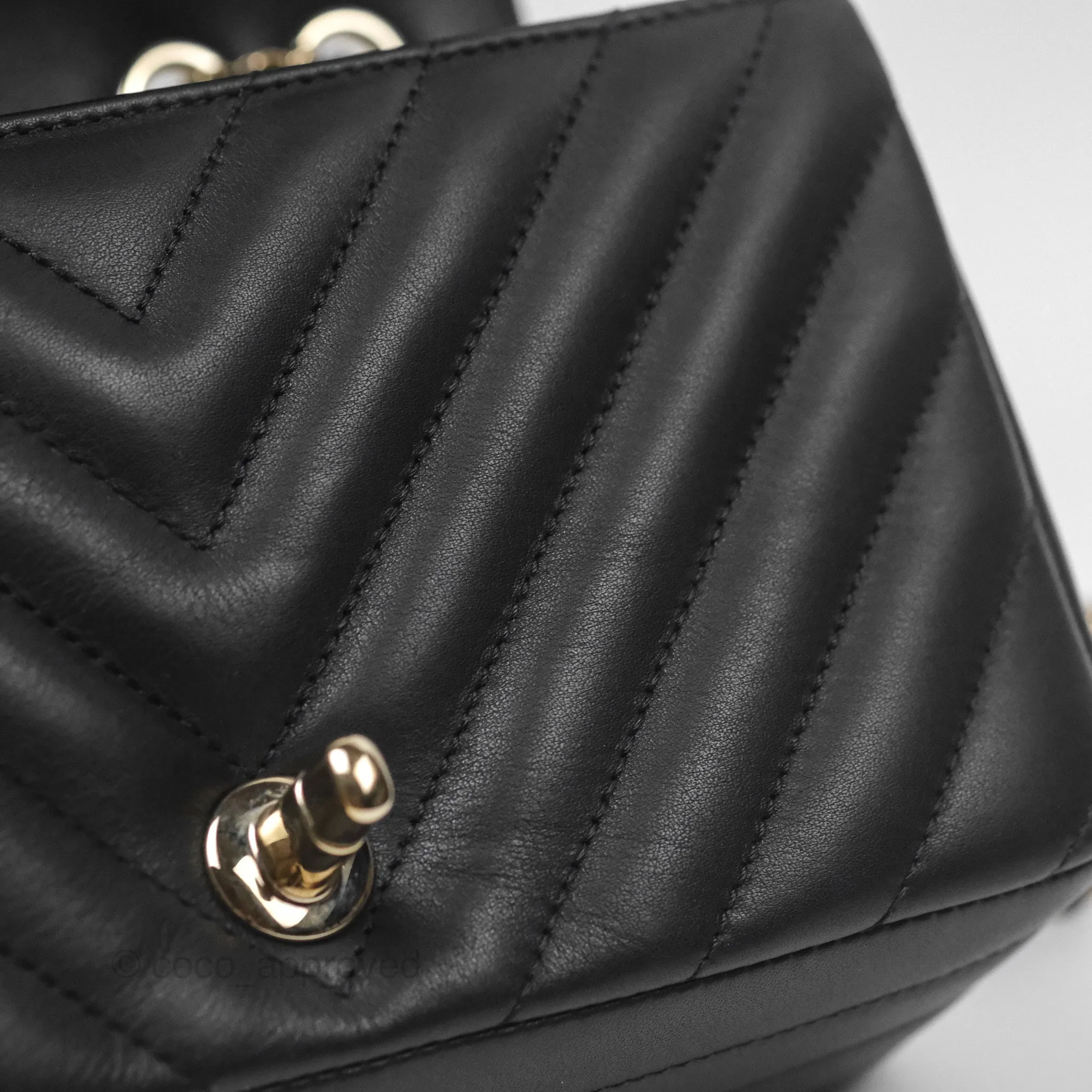 Chanel Small Statement Chevron Flap Bag Black Gold Hardware
