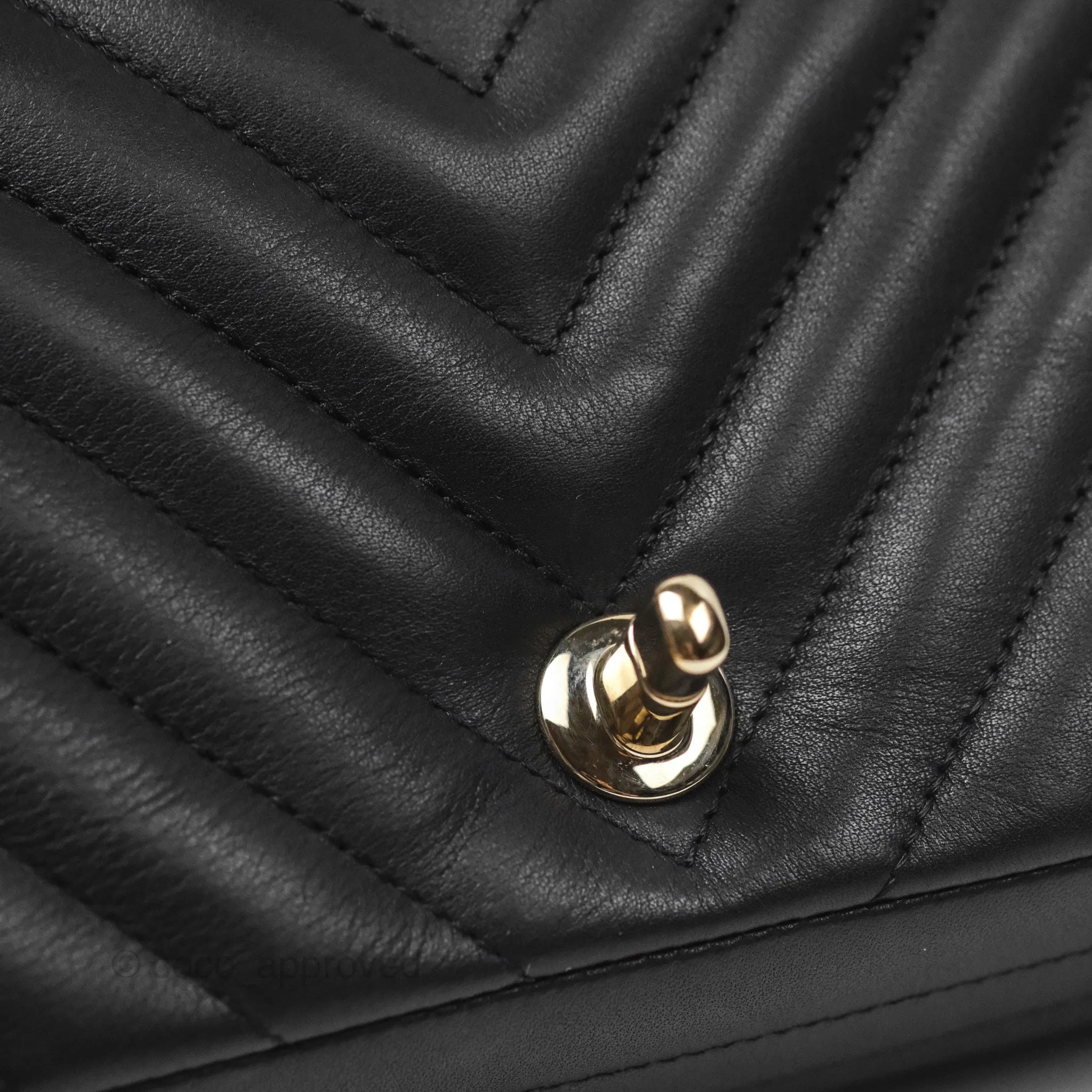 Chanel Small Statement Chevron Flap Bag Black Gold Hardware