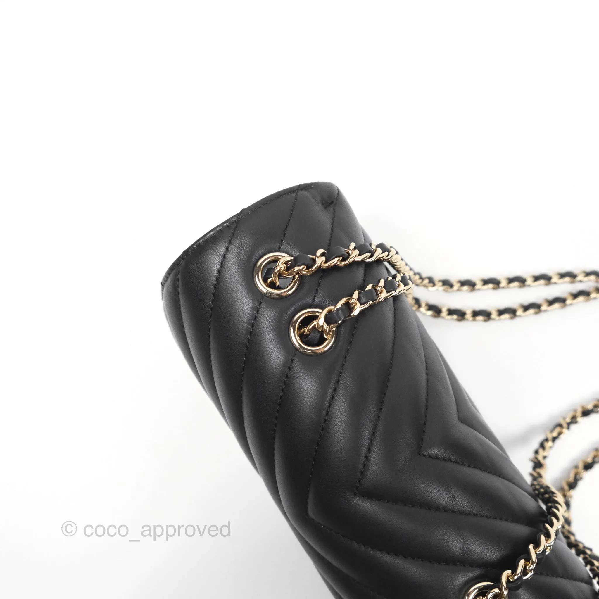 Chanel Small Statement Chevron Flap Bag Black Gold Hardware