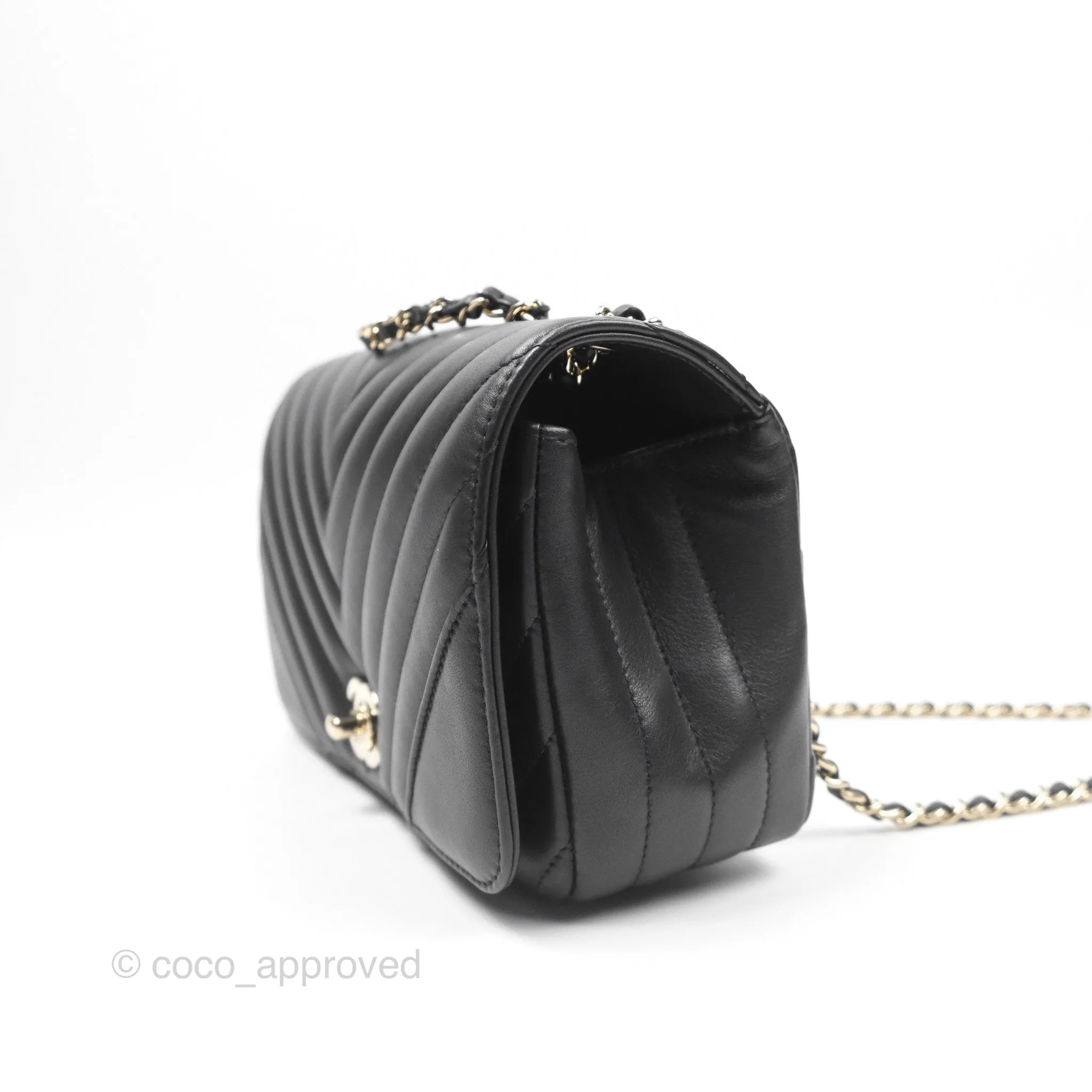 Chanel Small Statement Chevron Flap Bag Black Gold Hardware