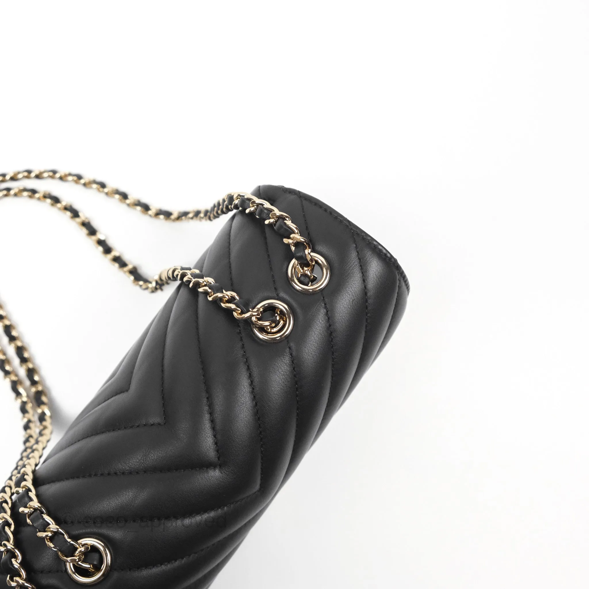 Chanel Small Statement Chevron Flap Bag Black Gold Hardware