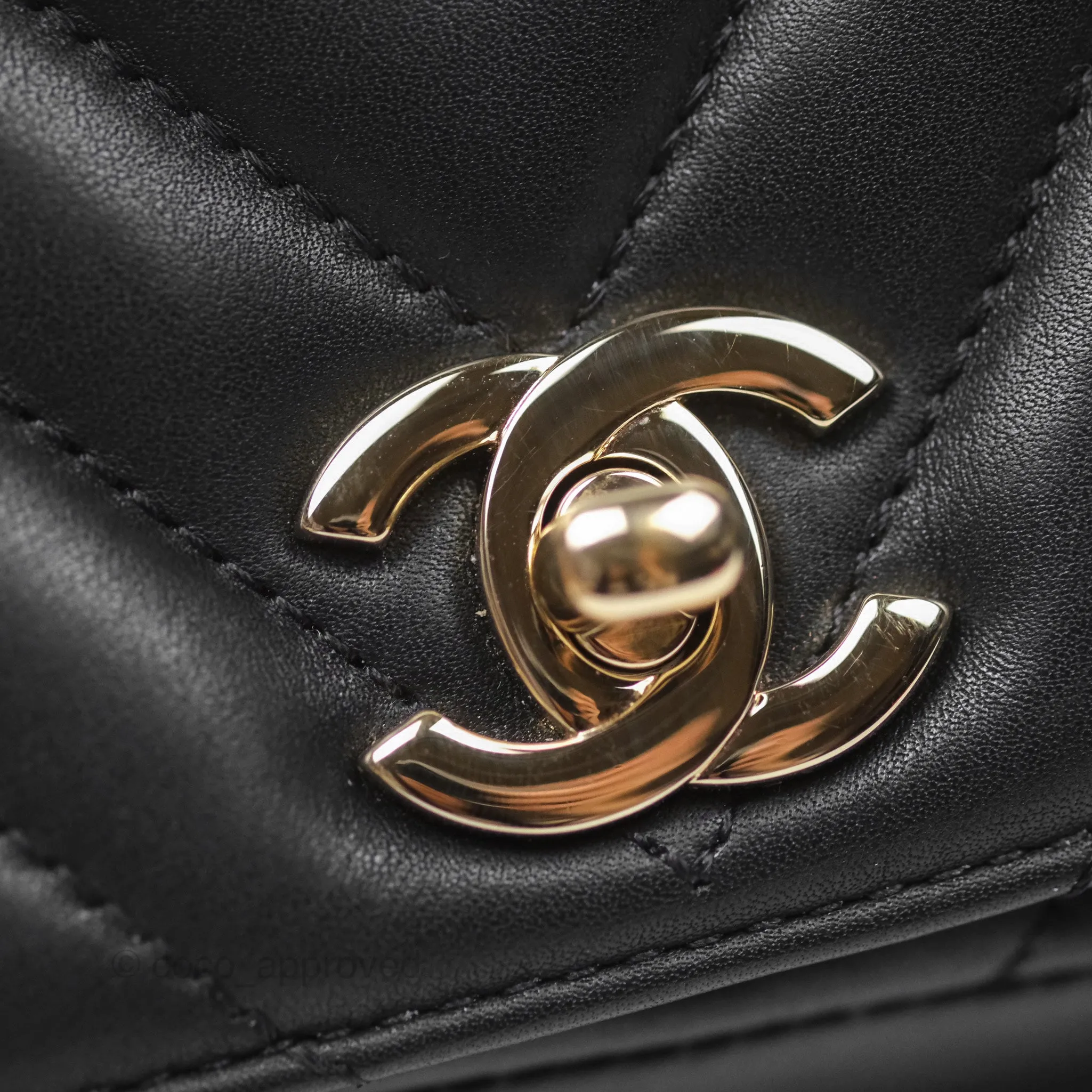 Chanel Small Statement Chevron Flap Bag Black Gold Hardware