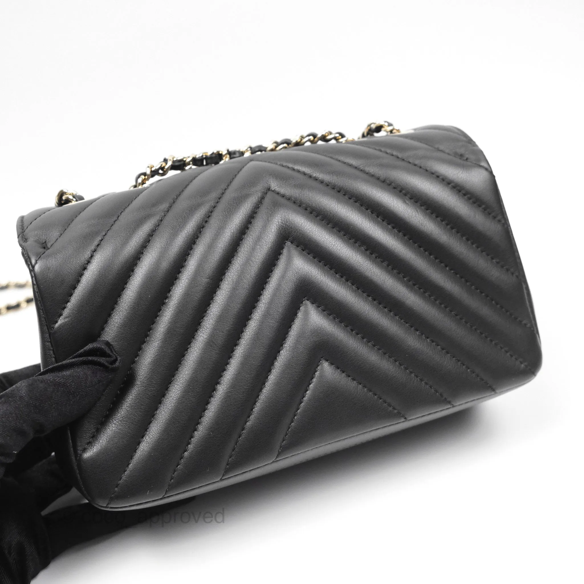Chanel Small Statement Chevron Flap Bag Black Gold Hardware